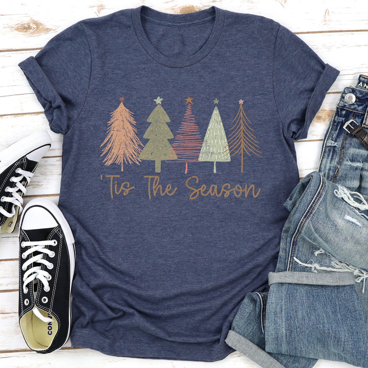 Tis The Season Doodle Christmas Trees Pastels Soft Comfy Winter Holiday Art Inspired By Cozy Moments Graphic Tee