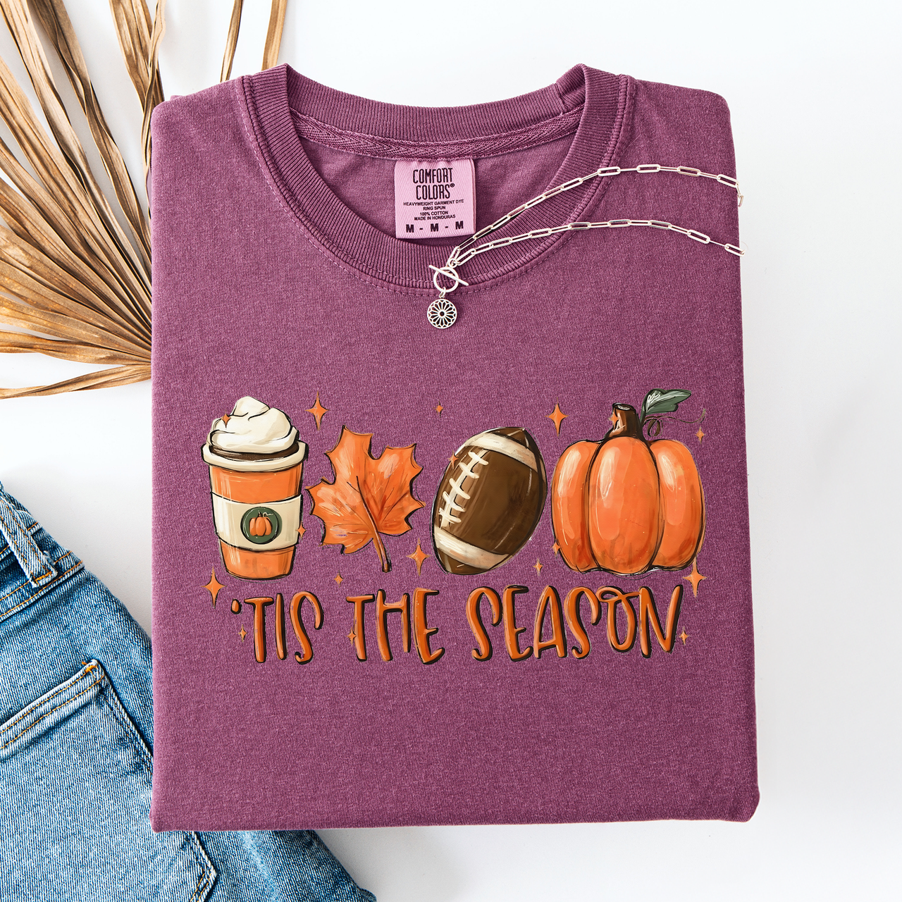Tis The Season Football Game Day Pumpkin Coffee Autumn Fall Edition Comfort Colors Tee