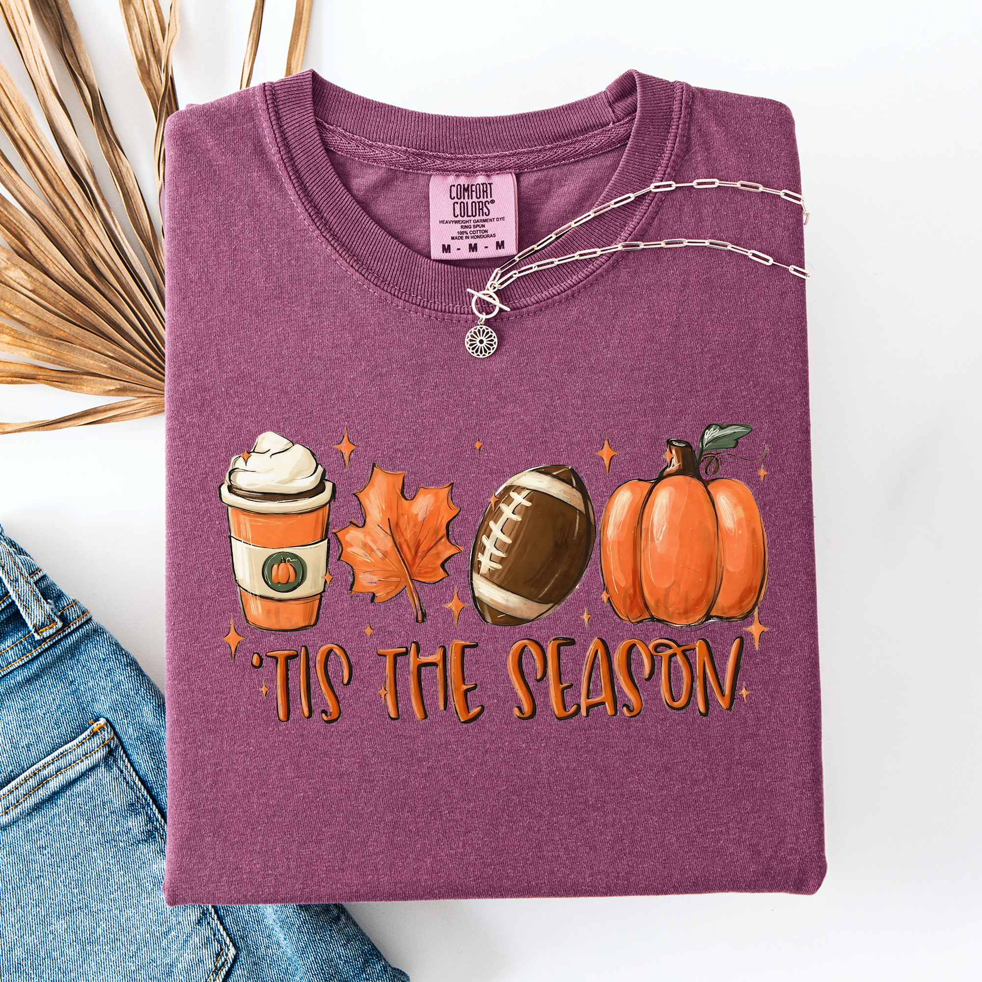 Tis The Season Football Game Day Pumpkin Coffee Autumn Fall Edition Comfort Colors Tee
