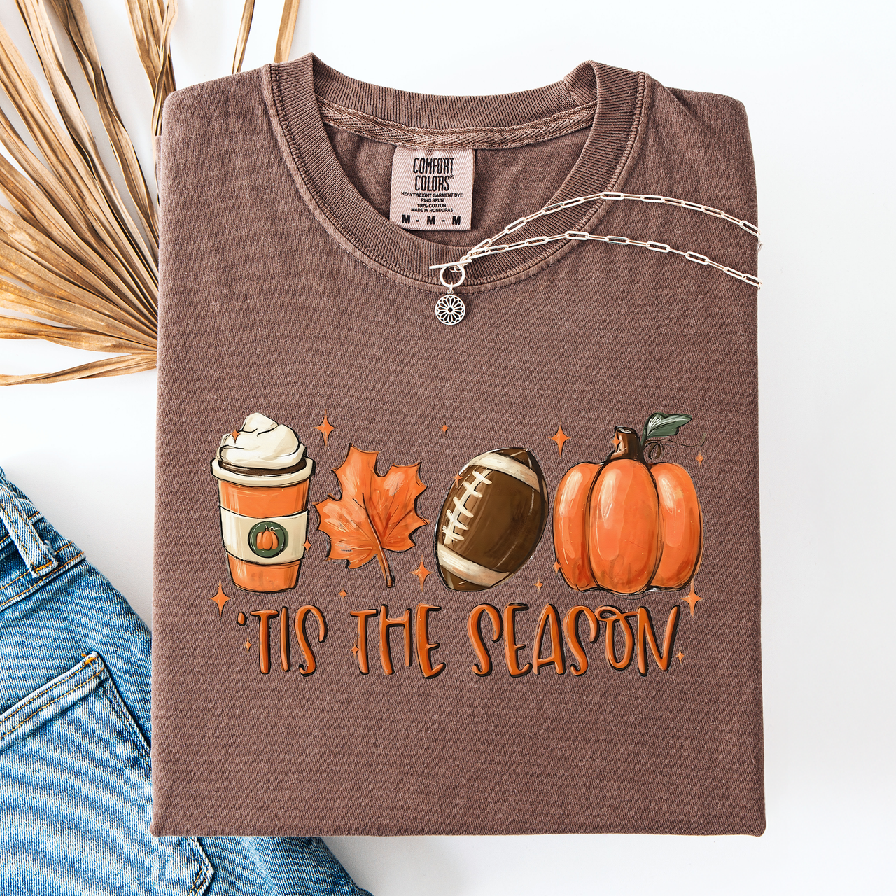 Tis The Season Football Game Day Pumpkin Coffee Autumn Fall Edition Comfort Colors Tee