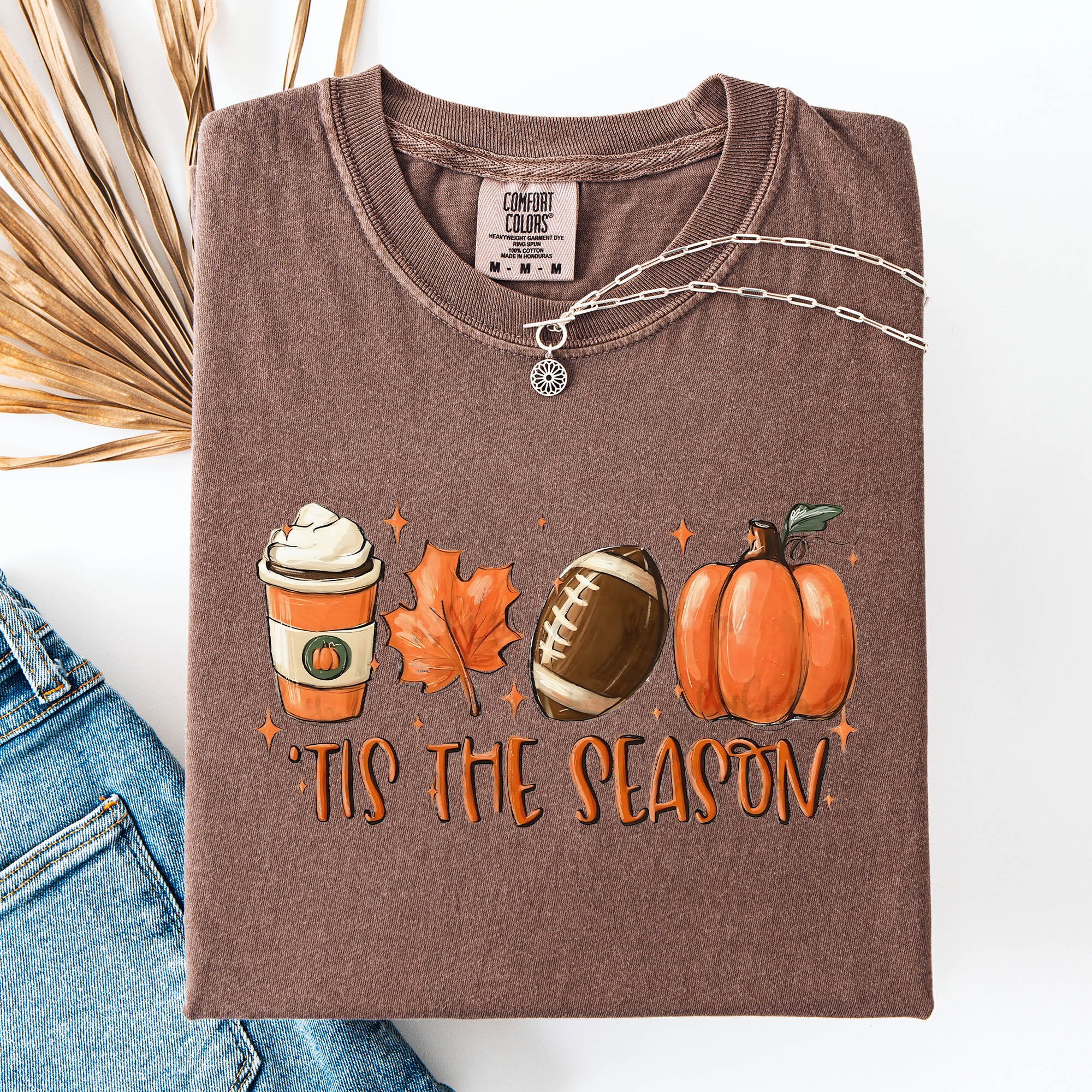 Tis The Season Football Game Day Pumpkin Coffee Autumn Fall Edition Comfort Colors Tee