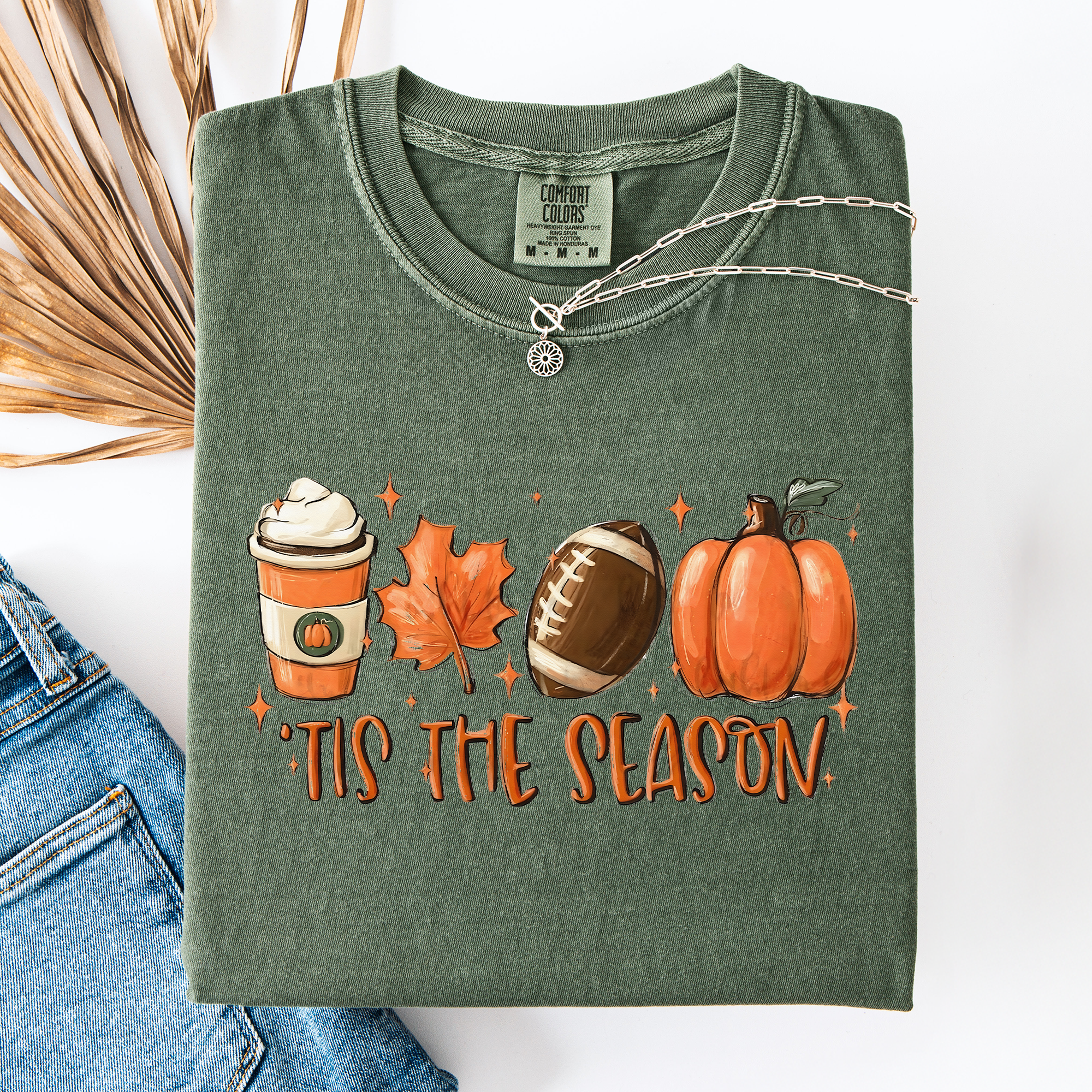 Tis The Season Football Game Day Pumpkin Coffee Autumn Fall Edition Comfort Colors Tee