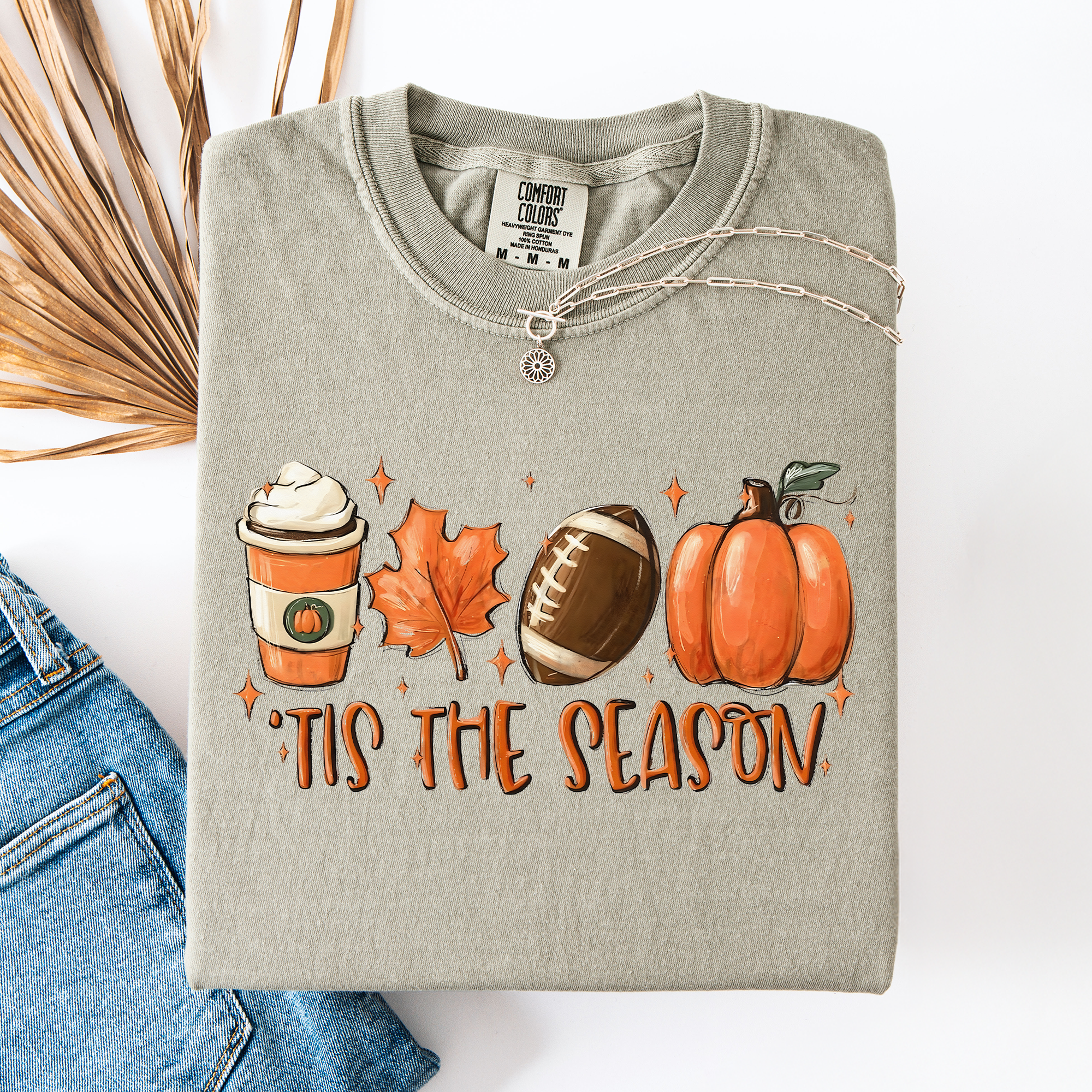 Tis The Season Football Game Day Pumpkin Coffee Autumn Fall Edition Comfort Colors Tee