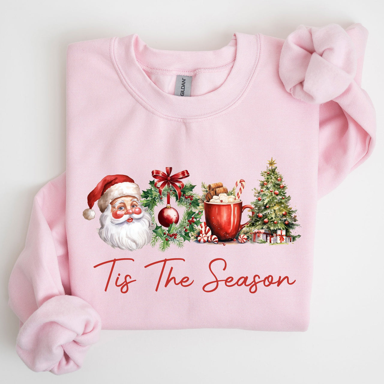 Tis The Season Retro Santa Coffee Christmas Tree Xmas Festive Holiday Sweatshirt