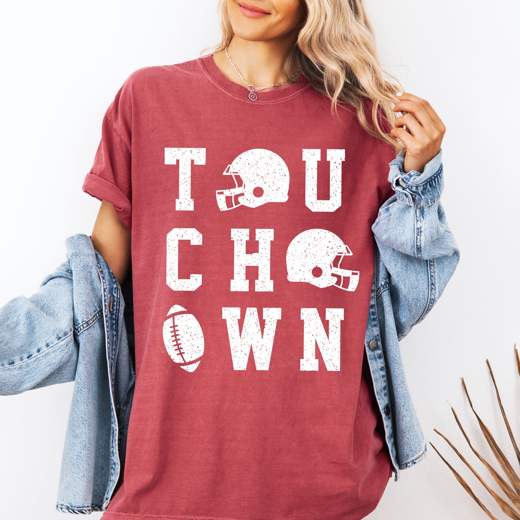 Touchdown Helmet Football Game Day Big Game Tailgate Party Fan Favorite Comfort Colors Tee