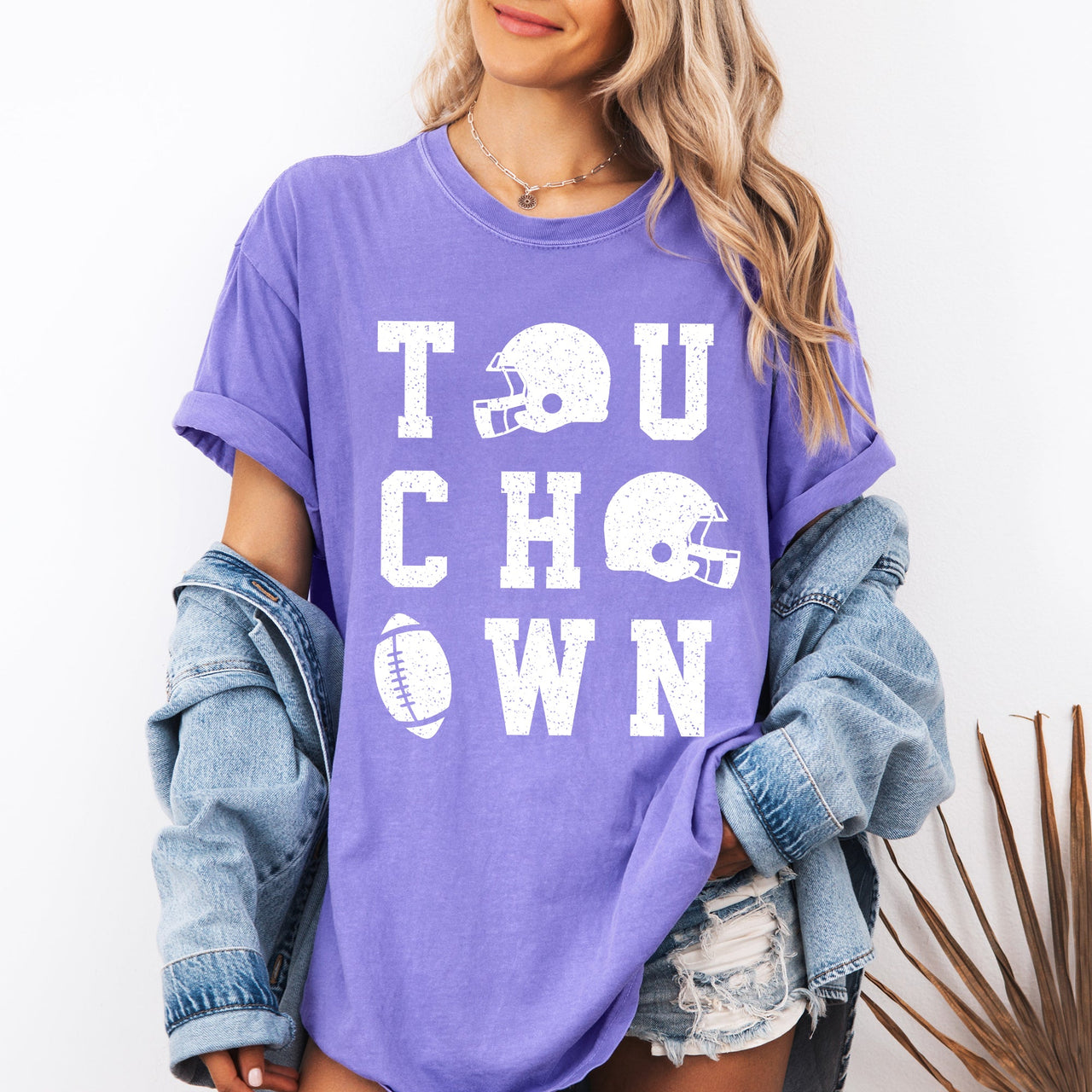 Touchdown Helmet Football Game Day Big Game Tailgate Party Fan Favorite Comfort Colors Tee