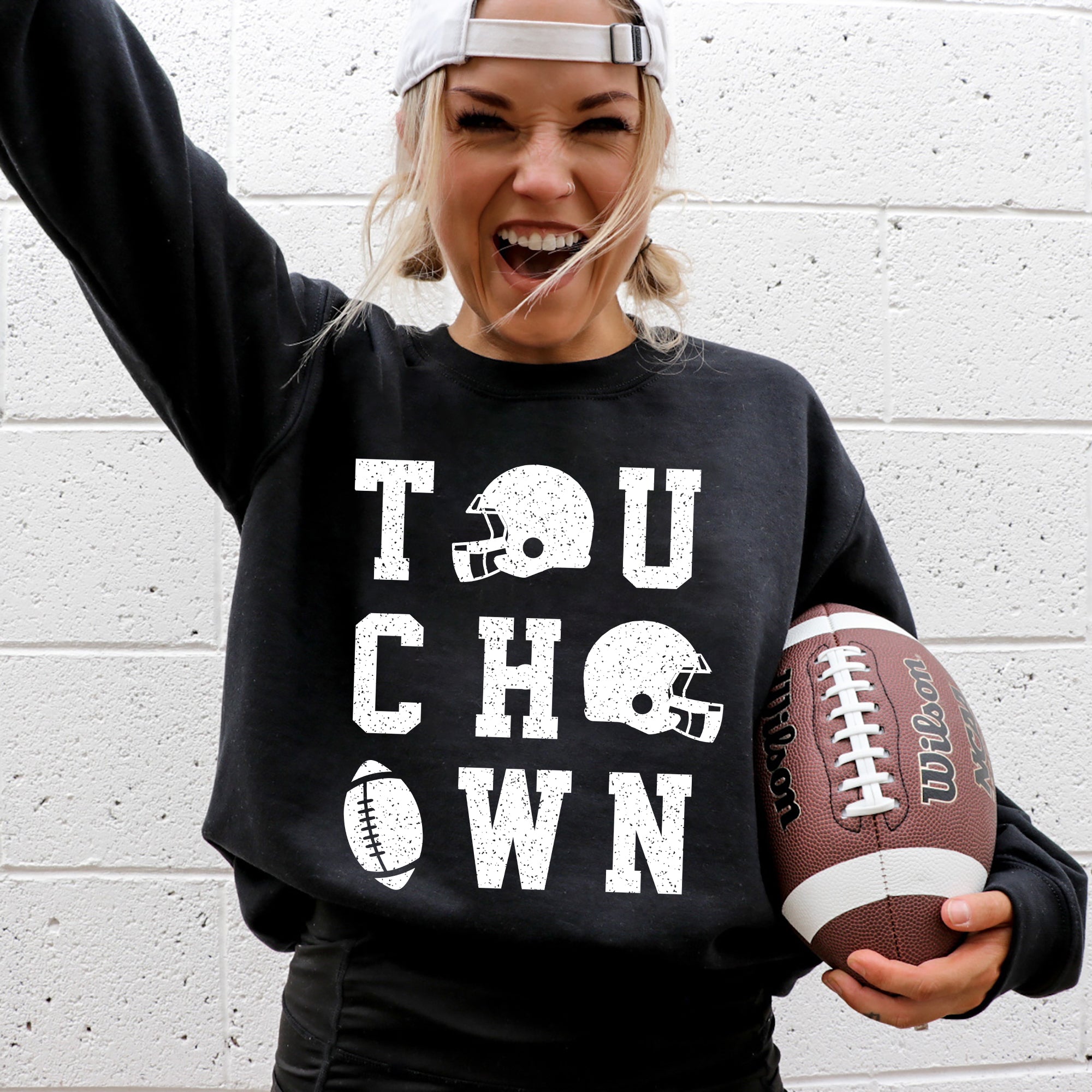 Touchdown Helmet Football Sports Game Day Big Game Tailgate Party Victory Sweatshirt