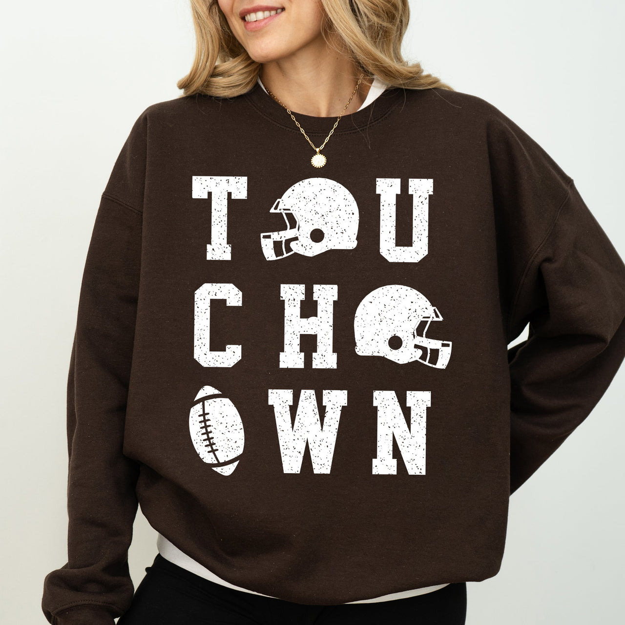 Touchdown Helmet Football Sports Game Day Big Game Tailgate Party Victory Sweatshirt