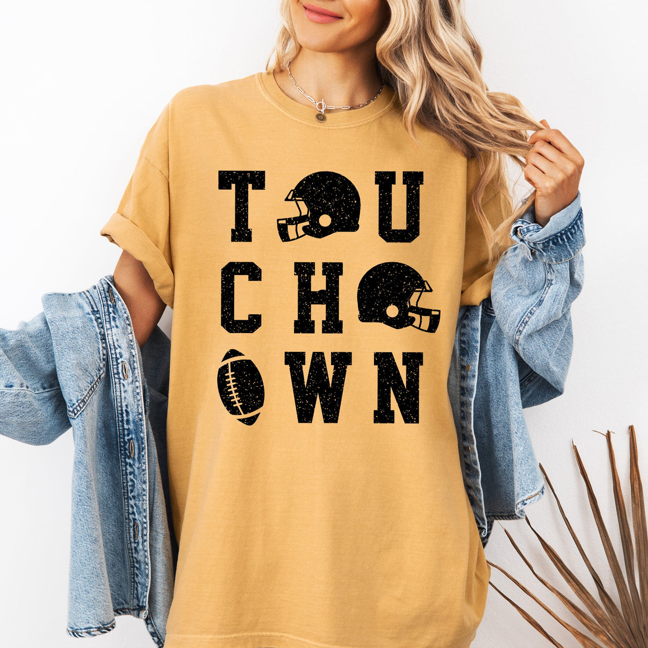 Touchdown Helmet Football Game Day Big Game Tailgate Party Fan Favorite Comfort Colors Tee
