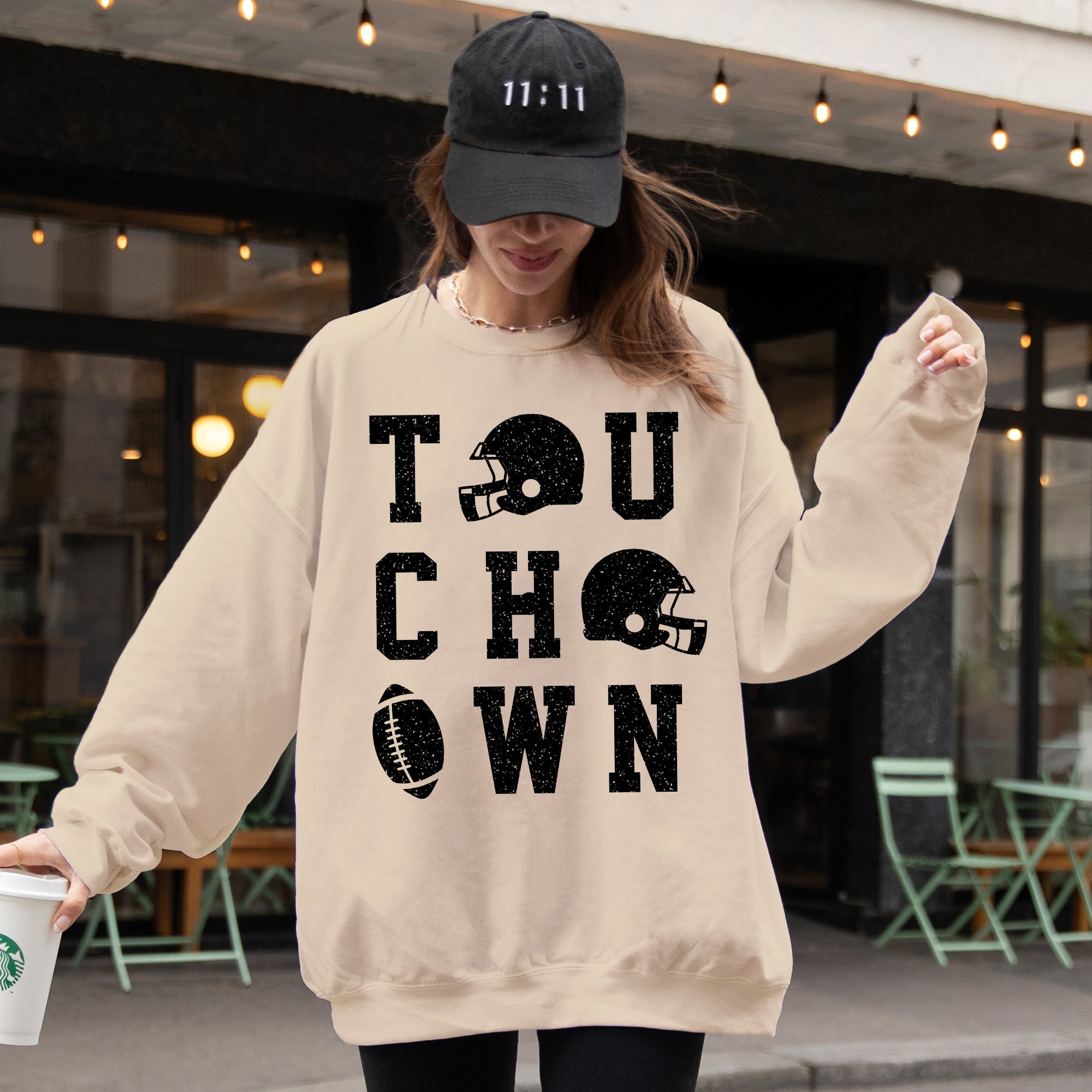 Touchdown Helmet Football Sports Game Day Big Game Tailgate Party Victory Sweatshirt