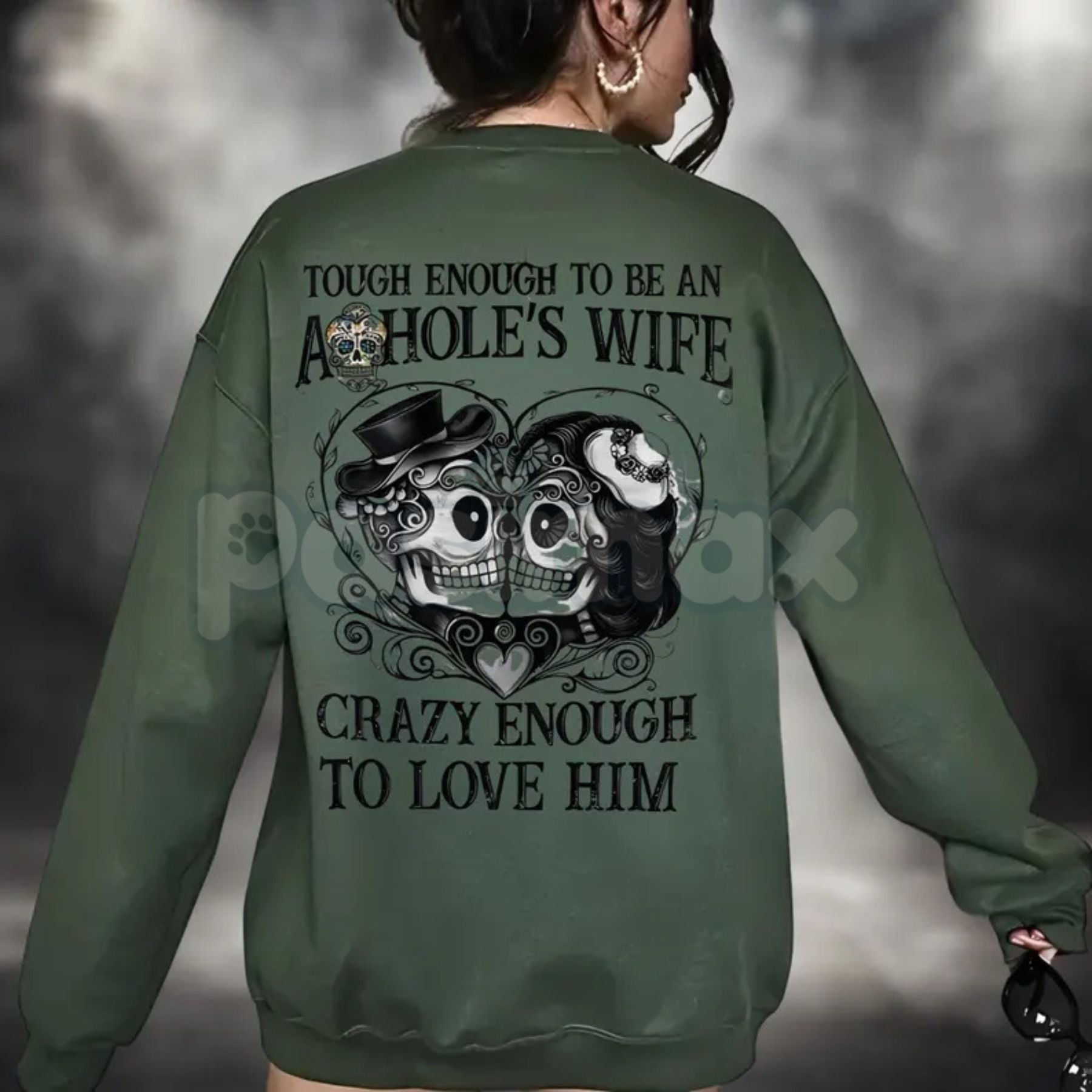 Tough Enough To Be An A*hole's Wife Sweatshirt | Funny Valentine Gift for Wife | Sarcastic Marriage Humor Crewneck | Bold Wife Valentine Pullover | Rude Humor Anniversary Gift | Wifey Graphic Jumper