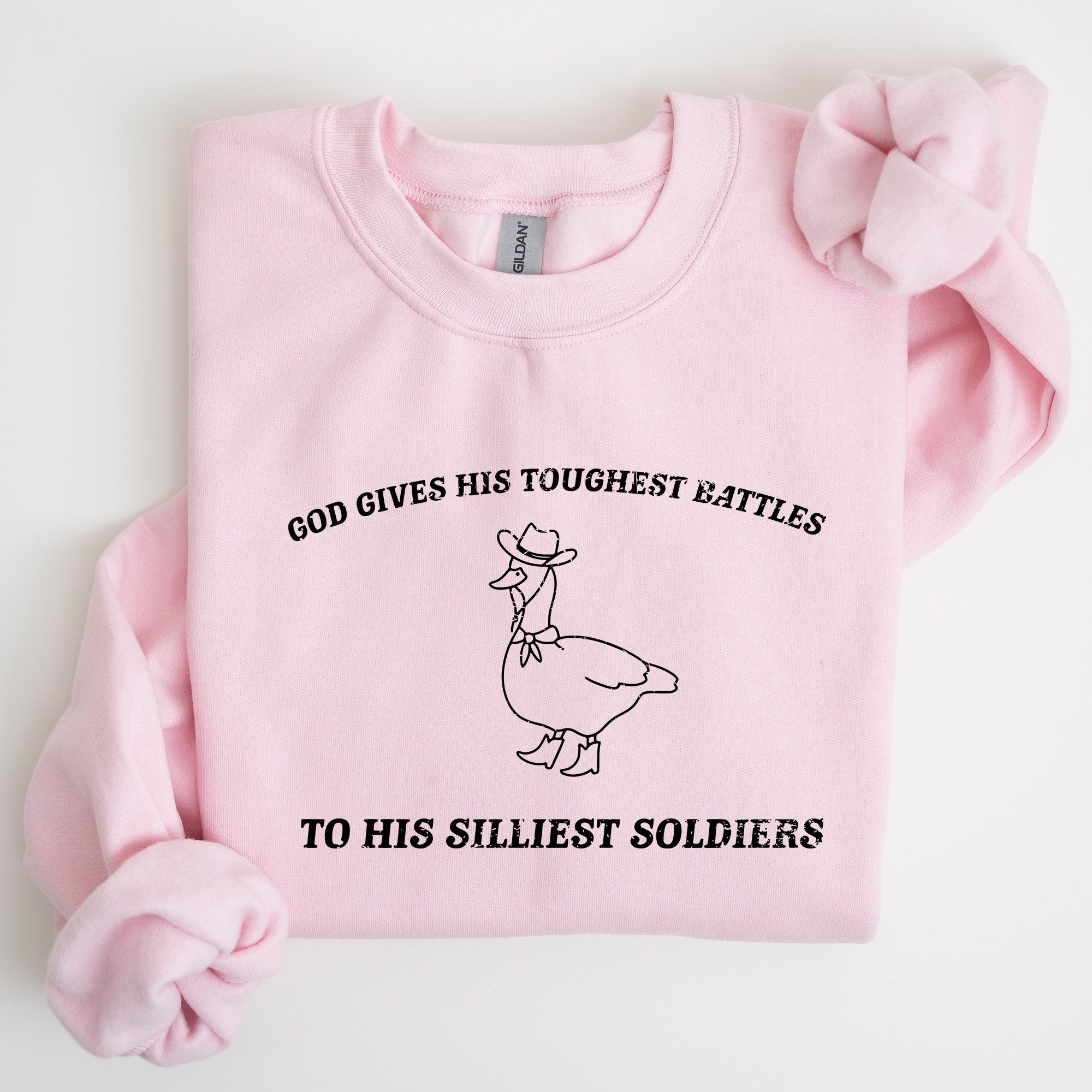 Toughest Battles Silliest Soldier Goose Meme Aesthetic Humor Premium Cotton Sweatshirt
