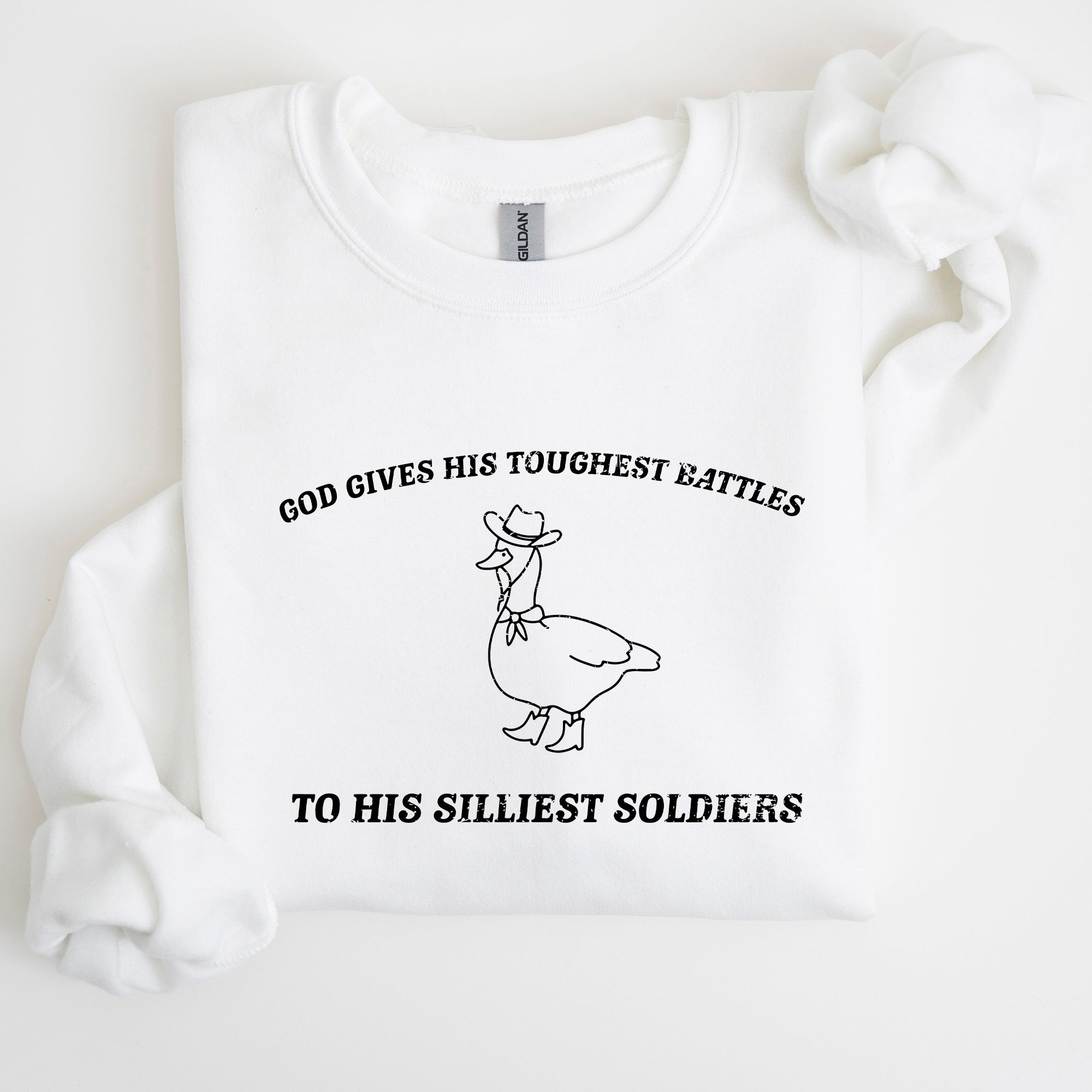 Toughest Battles Silliest Soldier Goose Meme Aesthetic Humor Premium Cotton Sweatshirt