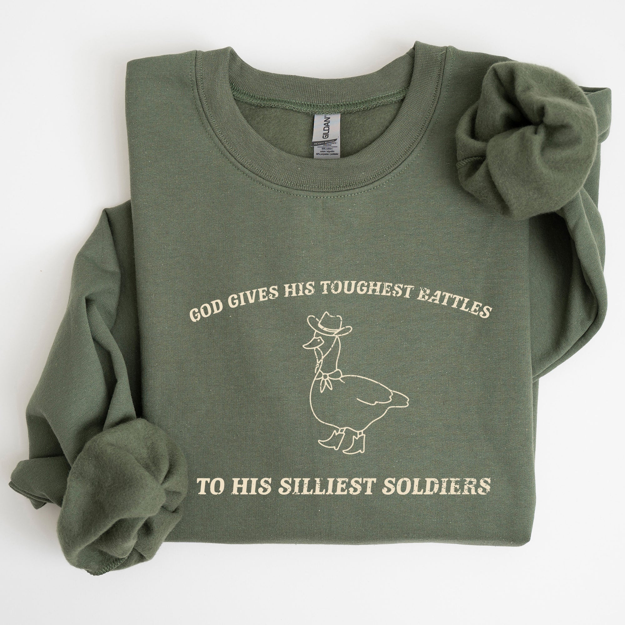 Toughest Battles Silliest Soldier Goose Meme Aesthetic Humor Premium Cotton Sweatshirt