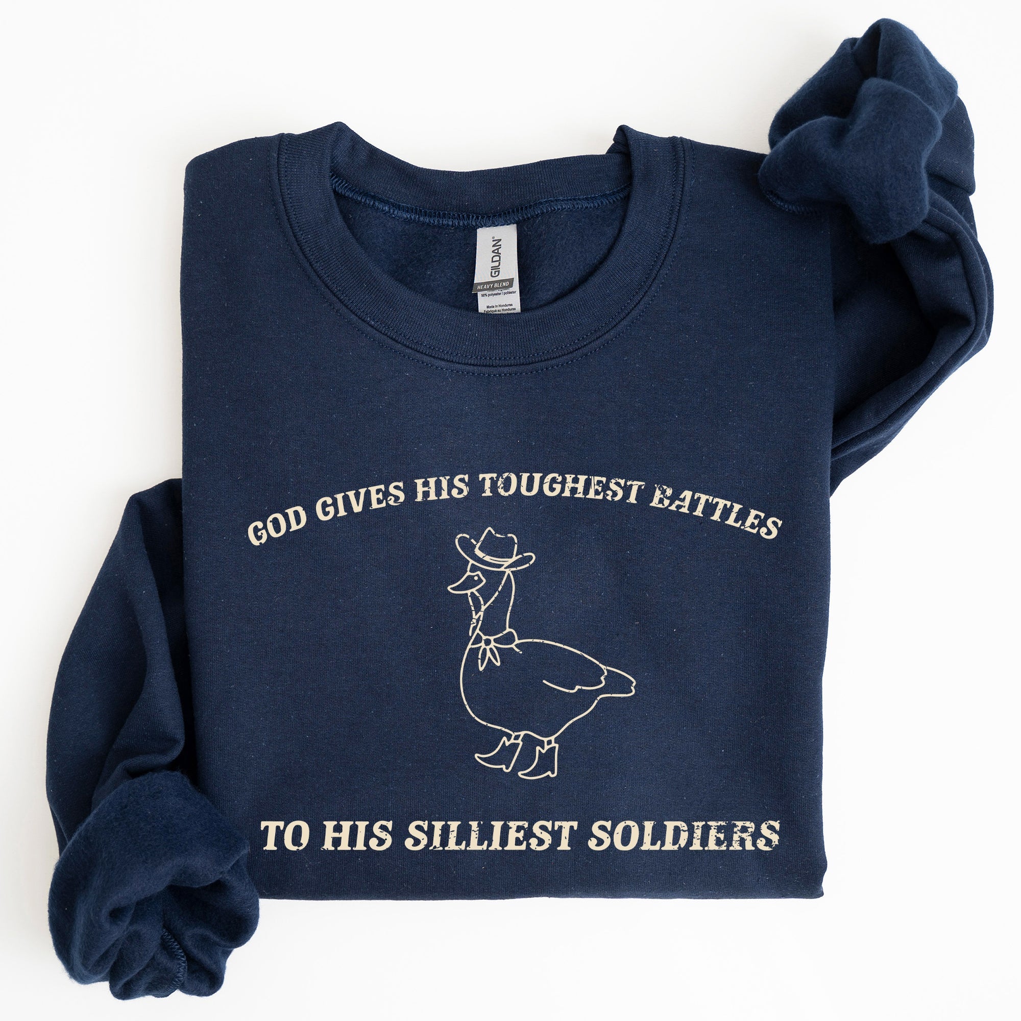 Toughest Battles Silliest Soldier Goose Meme Aesthetic Humor Premium Cotton Sweatshirt