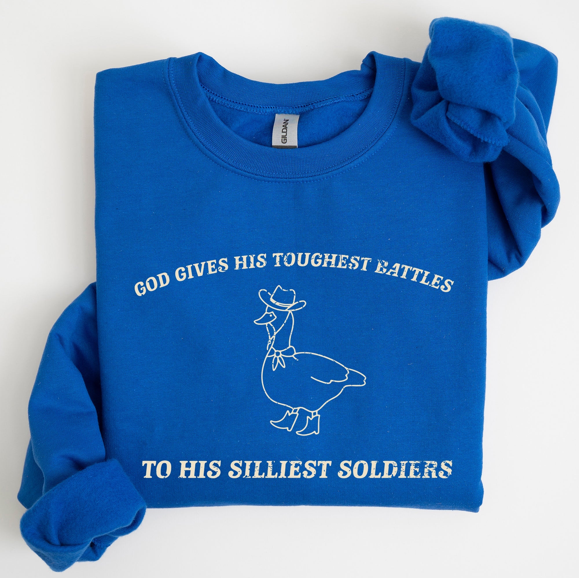 Toughest Battles Silliest Soldier Goose Meme Aesthetic Humor Premium Cotton Sweatshirt