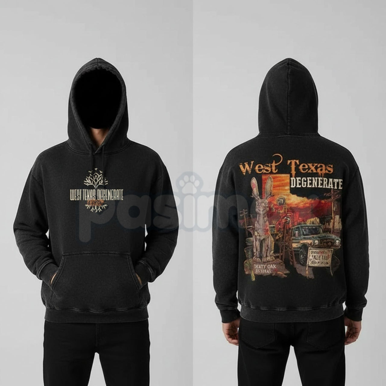 Treaty Oak Revival West Texas Degenerate Hoodie – Vintage Washed Country Music Streetwear