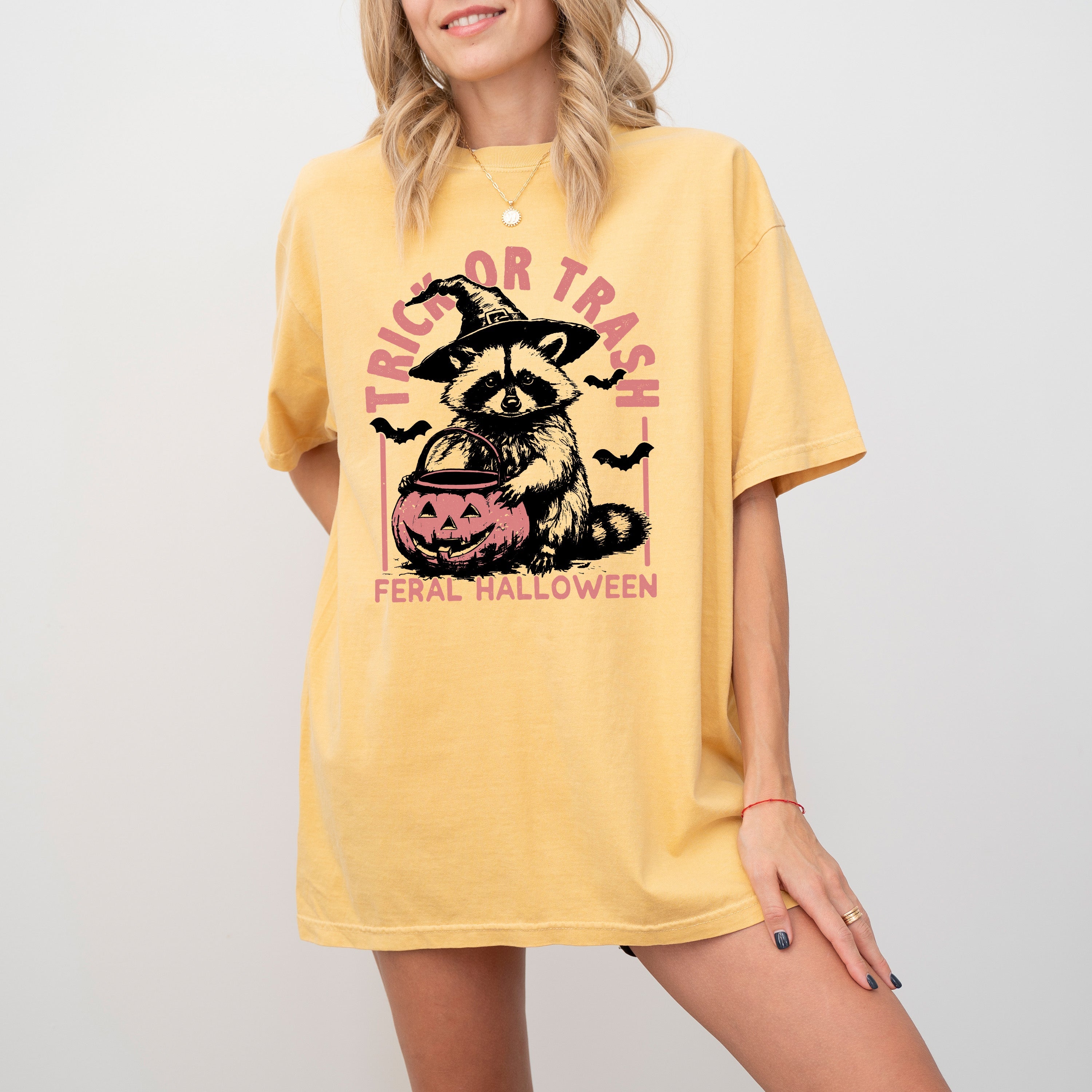 Trick Or Trash Feral Halloween Raccoon Trick Or Treat Witch Meme Edition Collection Comfort Colors Tee
