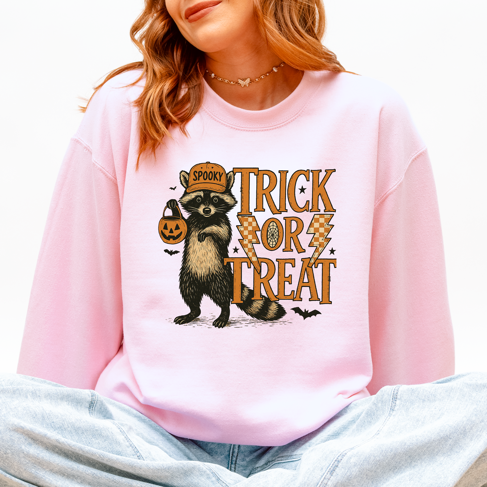 Trick Or Treat Raccoon Halloween Spooky Cozy Premium Graphic Edition Soft Warm Everyday Sweatshirt