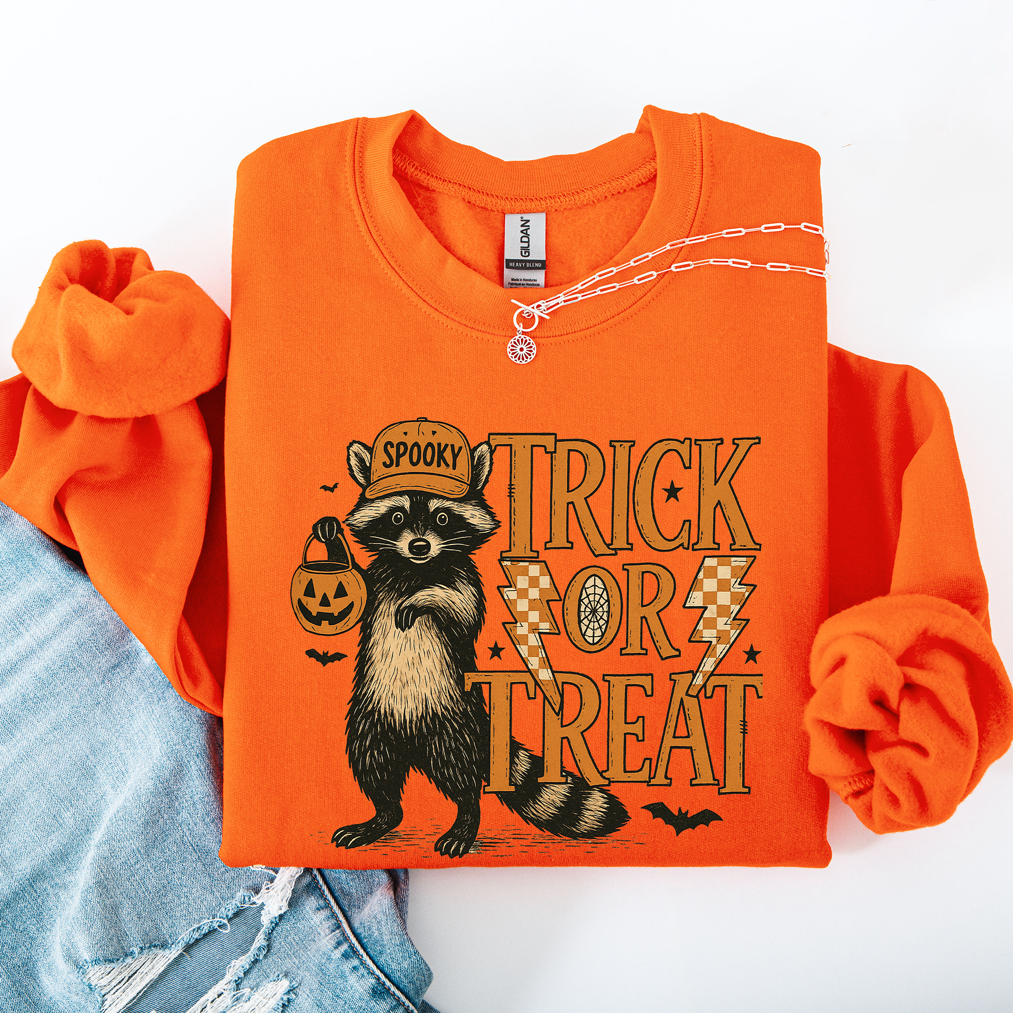 Trick Or Treat Raccoon Halloween Spooky Cozy Premium Graphic Edition Soft Warm Everyday Sweatshirt