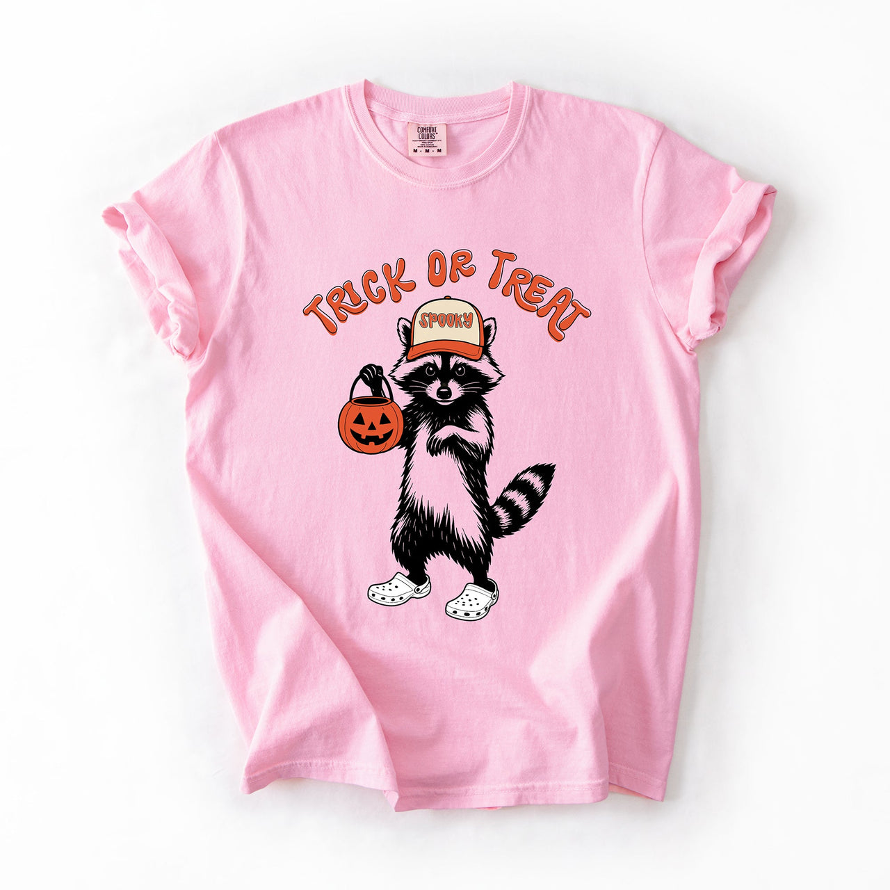 Trick Or Treat Feral Raccoon Halloween Skeletons Ghosts Witches Cats Pumpkins Graphic Comfort Colors Tee
