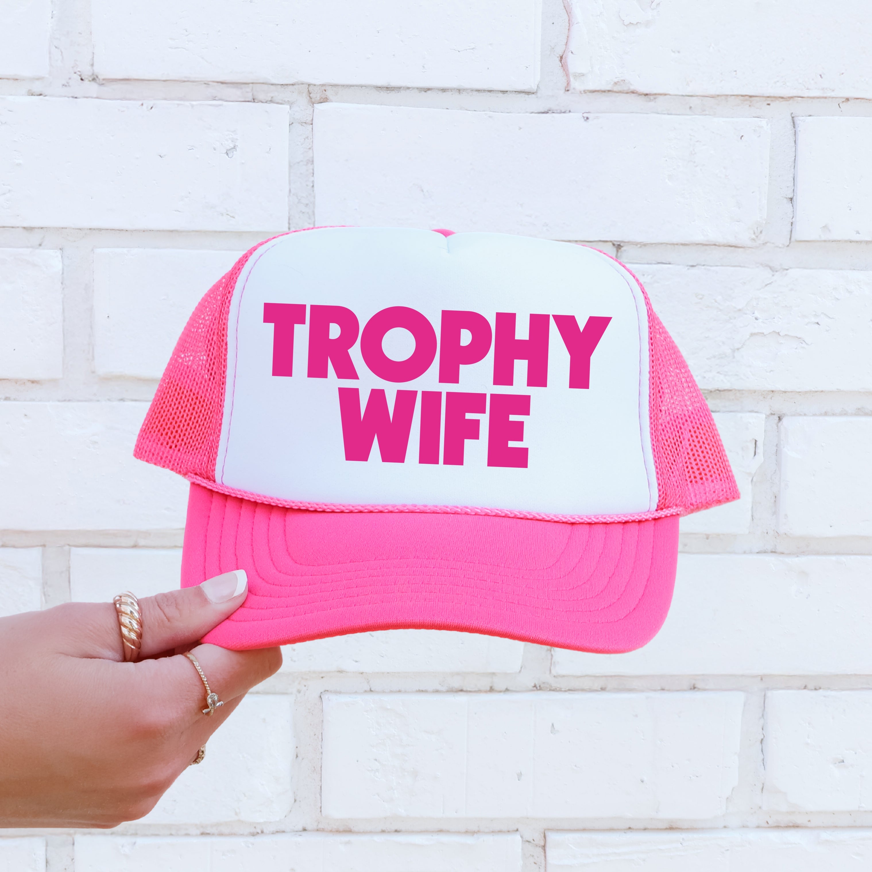 Trophy Wife Sassy Funny Bright Pink Sayings Collection For Bold Women Trucker Hat