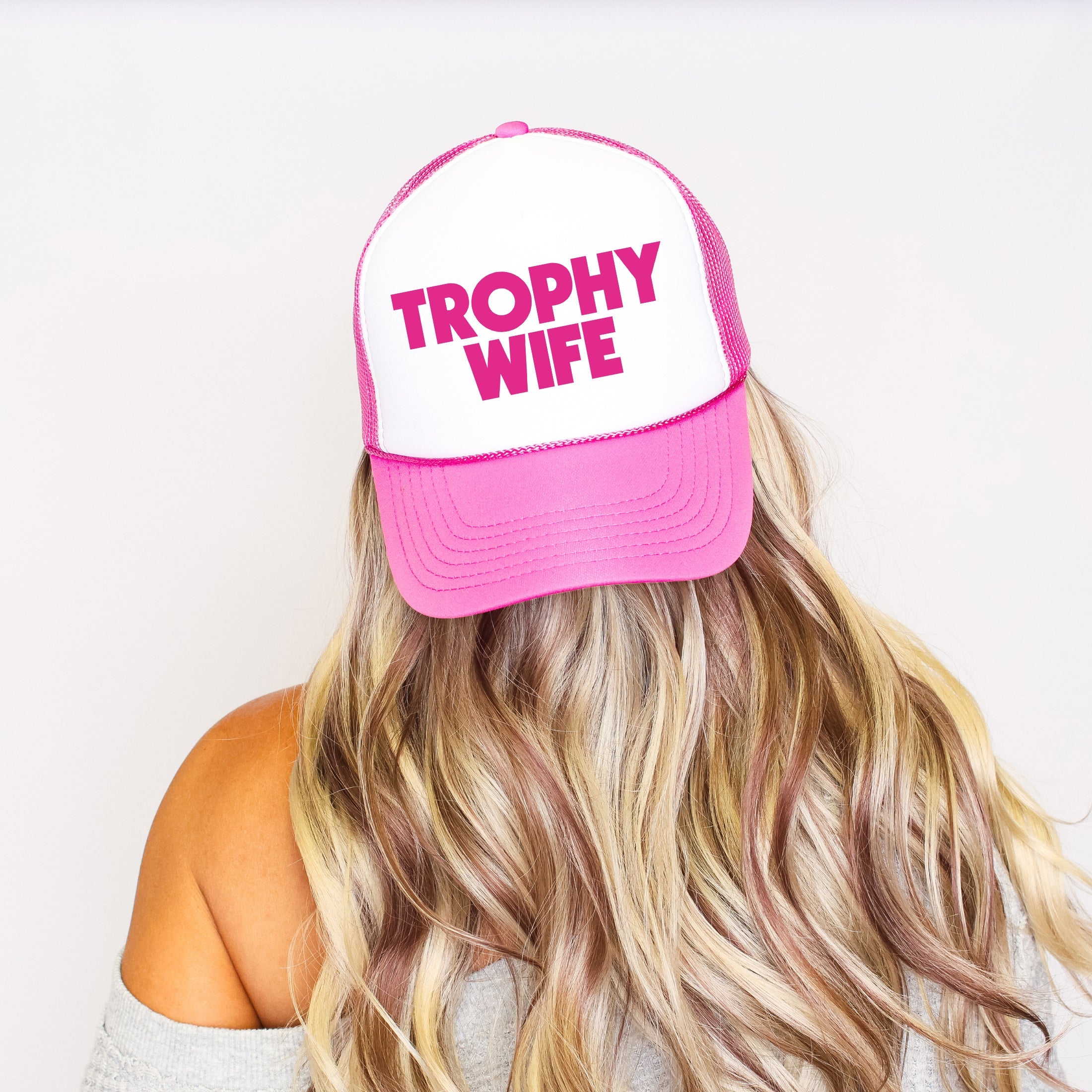 Trophy Wife Sassy Funny Bright Pink Sayings Collection For Bold Women Trucker Hat