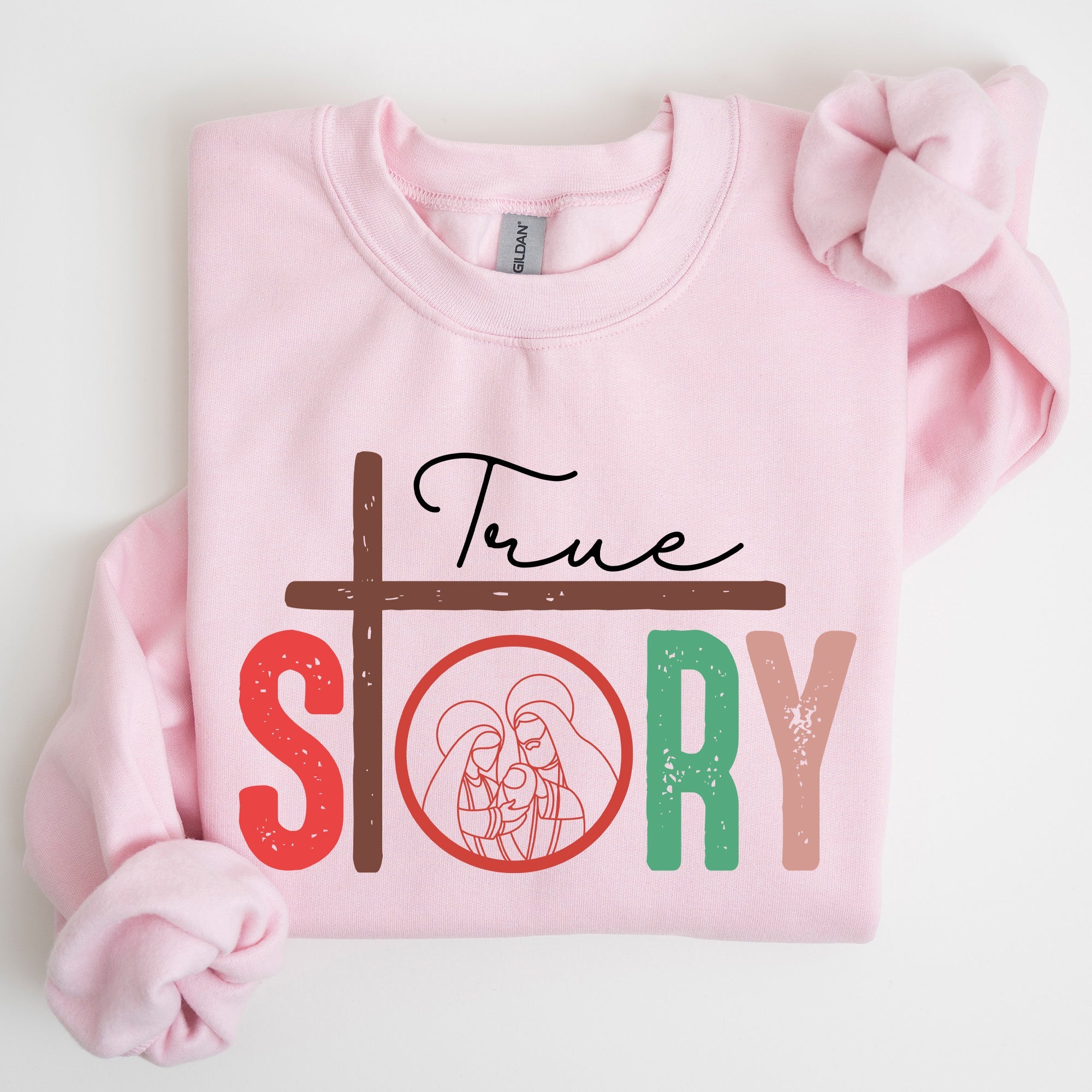 True Story Cross Nativity Christmas Christian Gospel Faith Holiday Edition Sweatshirt