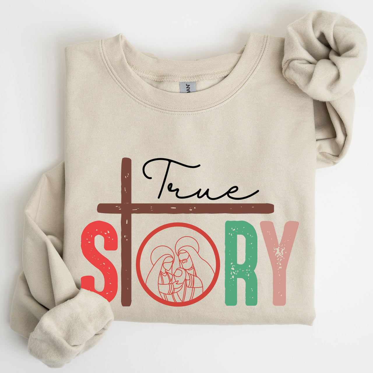 True Story Cross Nativity Christmas Christian Gospel Faith Holiday Edition Sweatshirt