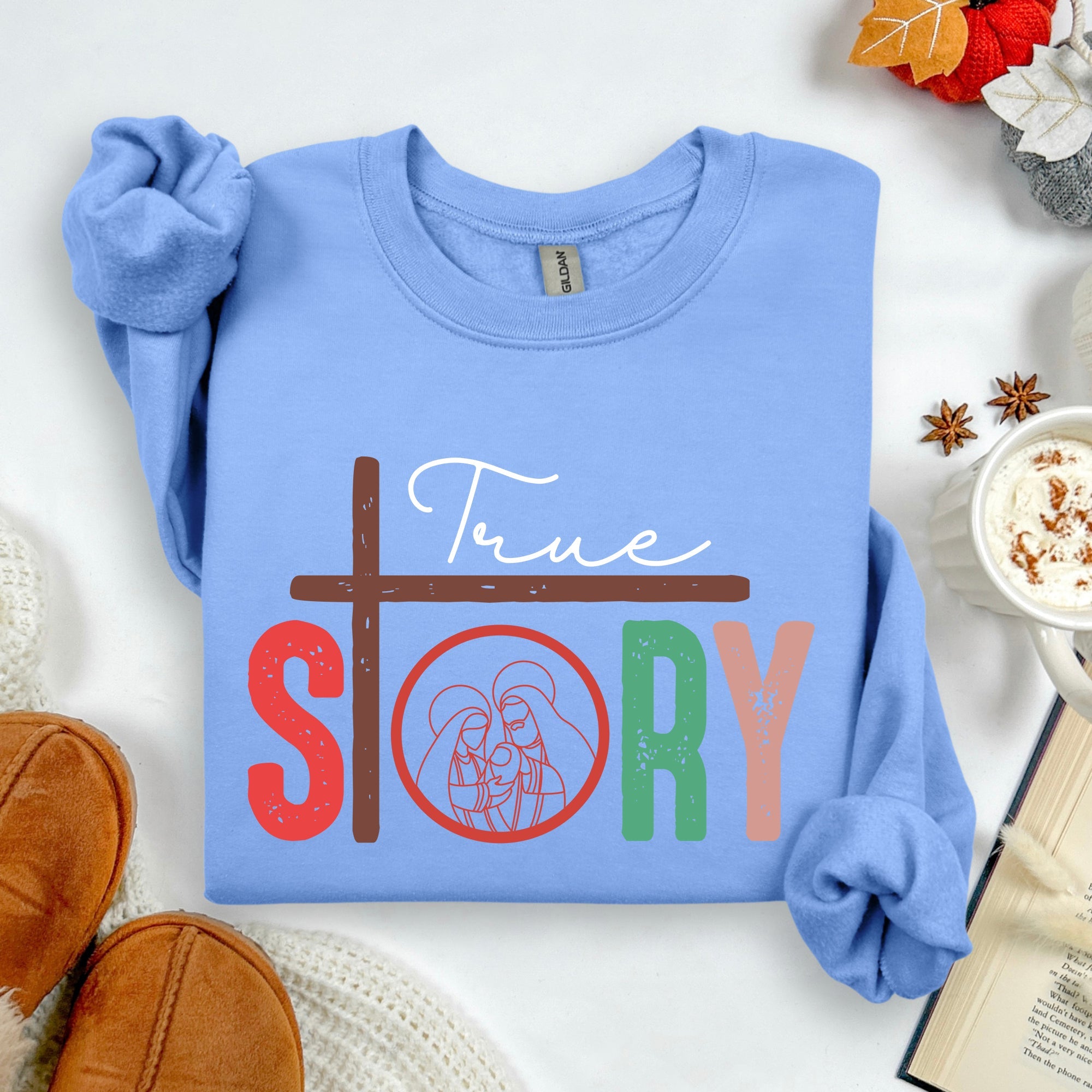 True Story Cross Nativity Christmas Christian Gospel Faith Holiday Edition Sweatshirt