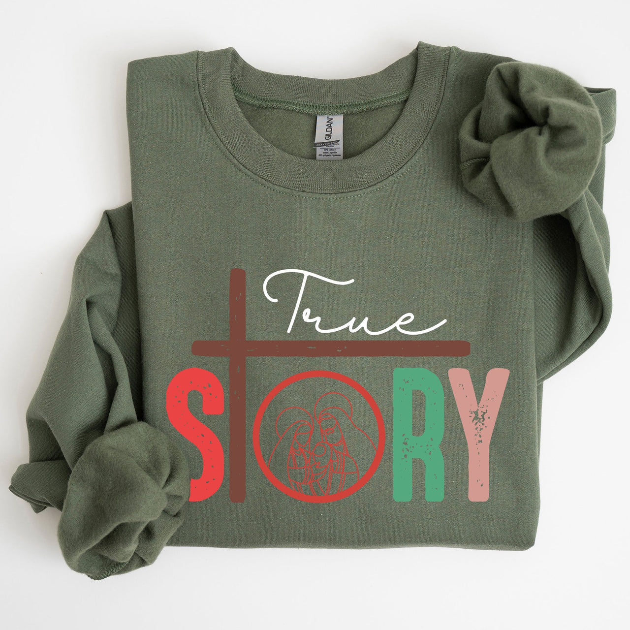 True Story Cross Nativity Christmas Christian Gospel Faith Holiday Edition Sweatshirt