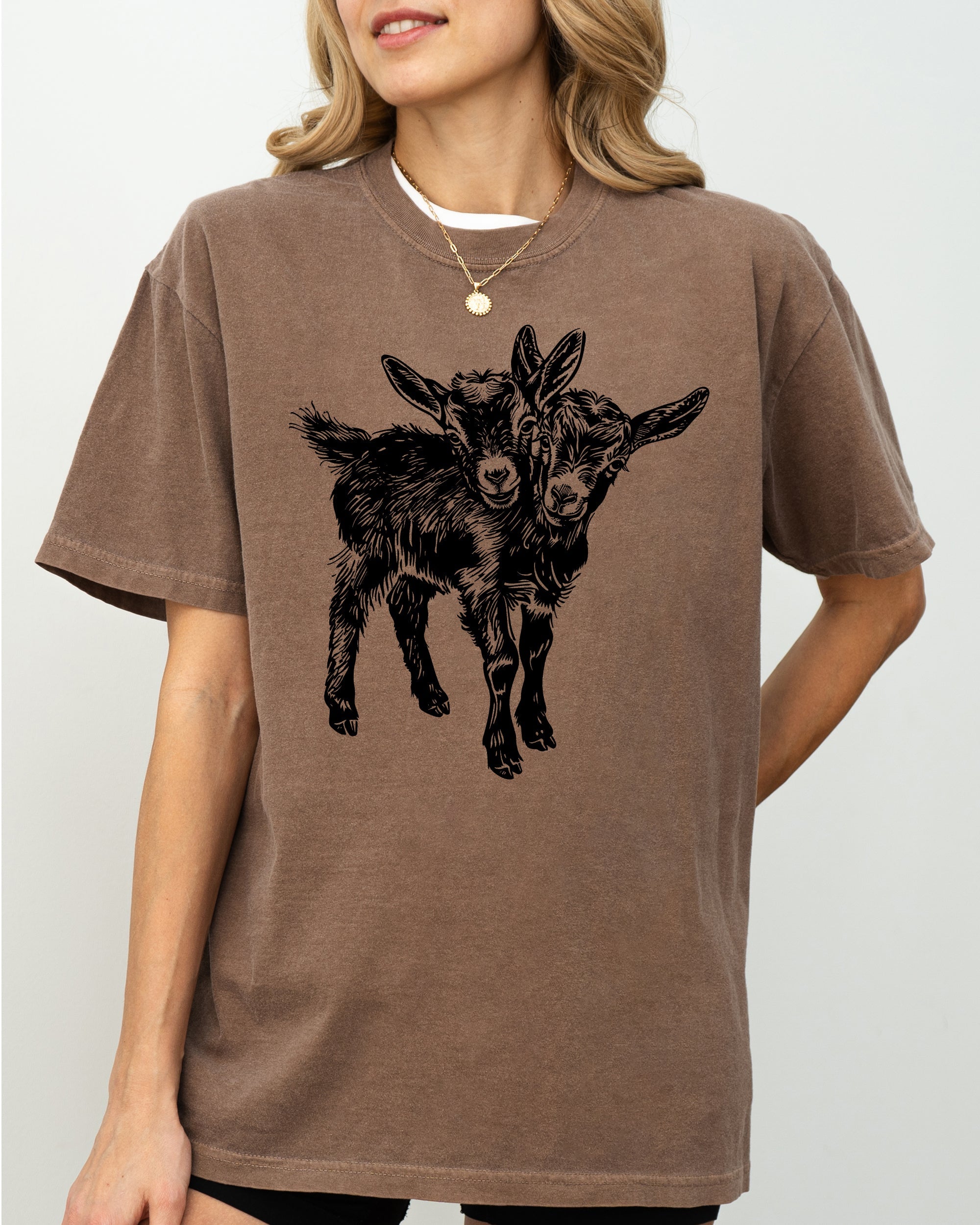 Two Headed Goat Haunted Halloween Night Creepy Graphic Art Edition Comfort Colors Tee