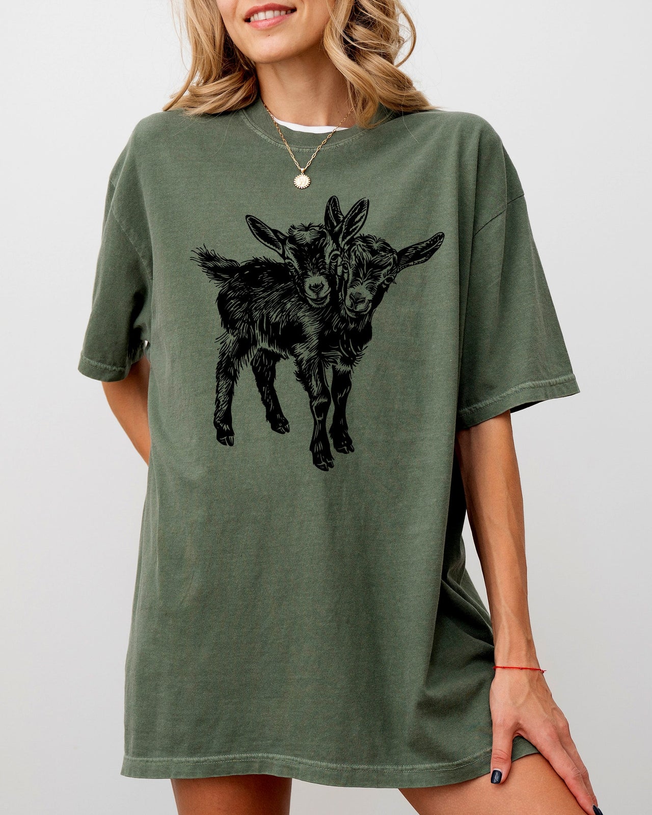 Two Headed Goat Haunted Halloween Night Creepy Graphic Art Edition Comfort Colors Tee