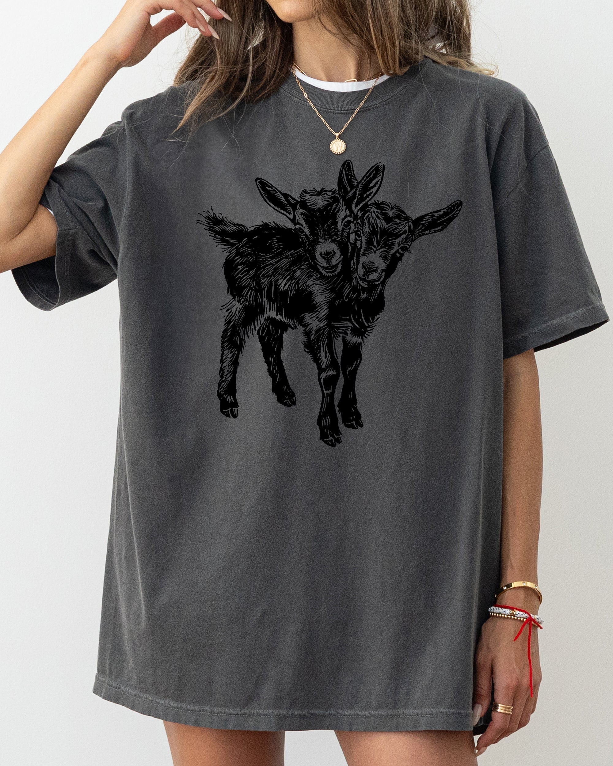 Two Headed Goat Haunted Halloween Night Creepy Graphic Art Edition Comfort Colors Tee