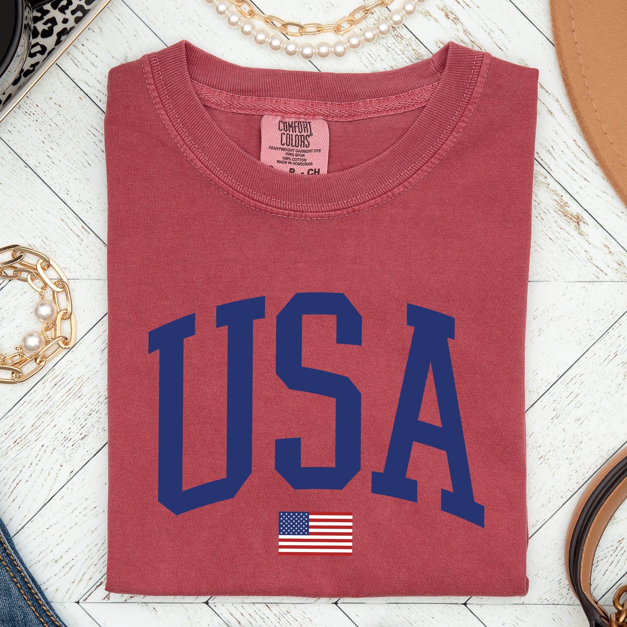 USA Flag Patriotic Emblem Celebrating Independence Day USA Pride Comfort Colors Tee
