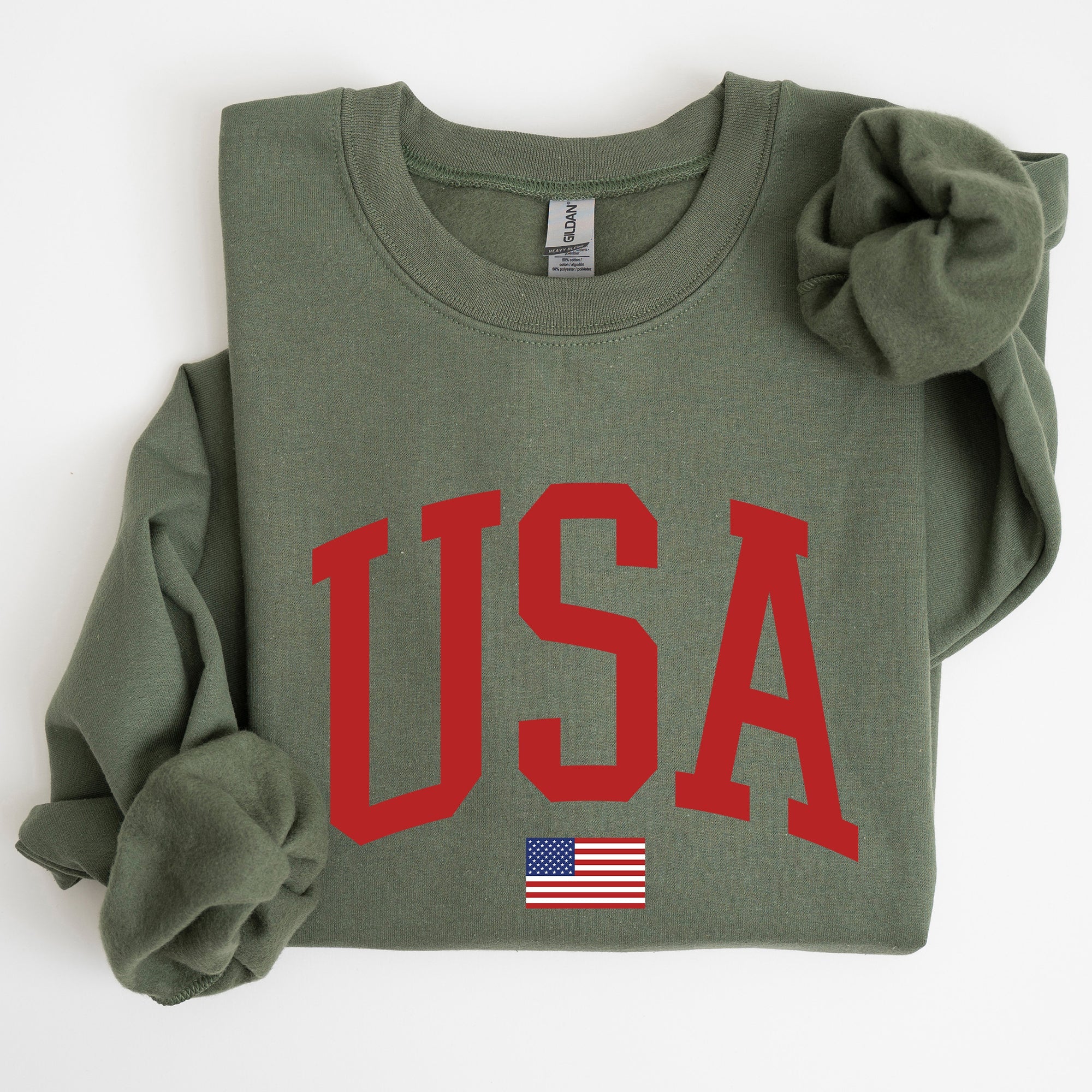 USA Flag Patriotic 4th of July American Pride Emblem Cozy Fleece Classic Sweatshirt
