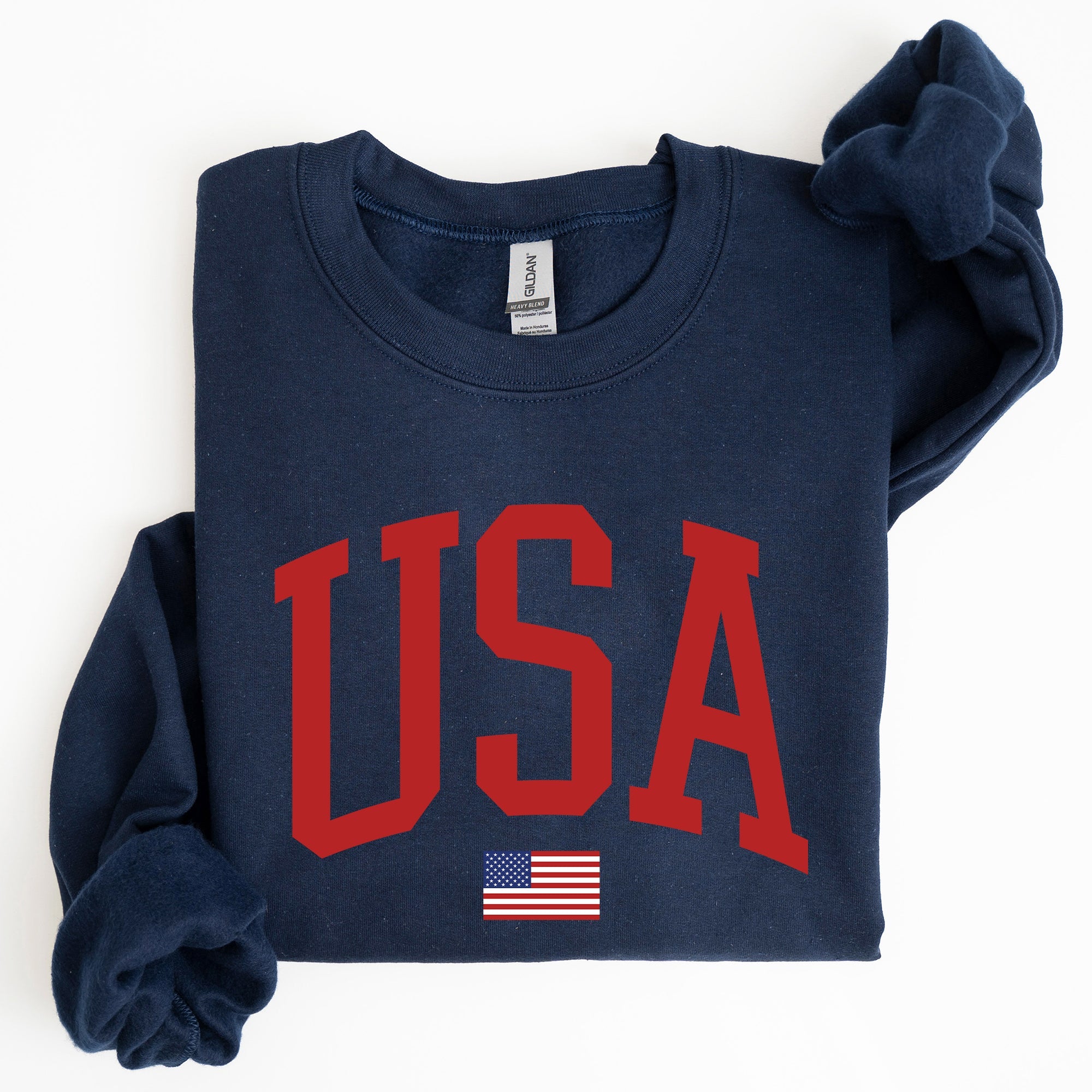 USA Flag Patriotic 4th of July American Pride Emblem Cozy Fleece Classic Sweatshirt