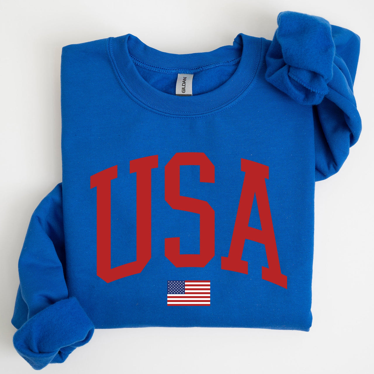 USA Flag Patriotic 4th of July American Pride Emblem Cozy Fleece Classic Sweatshirt