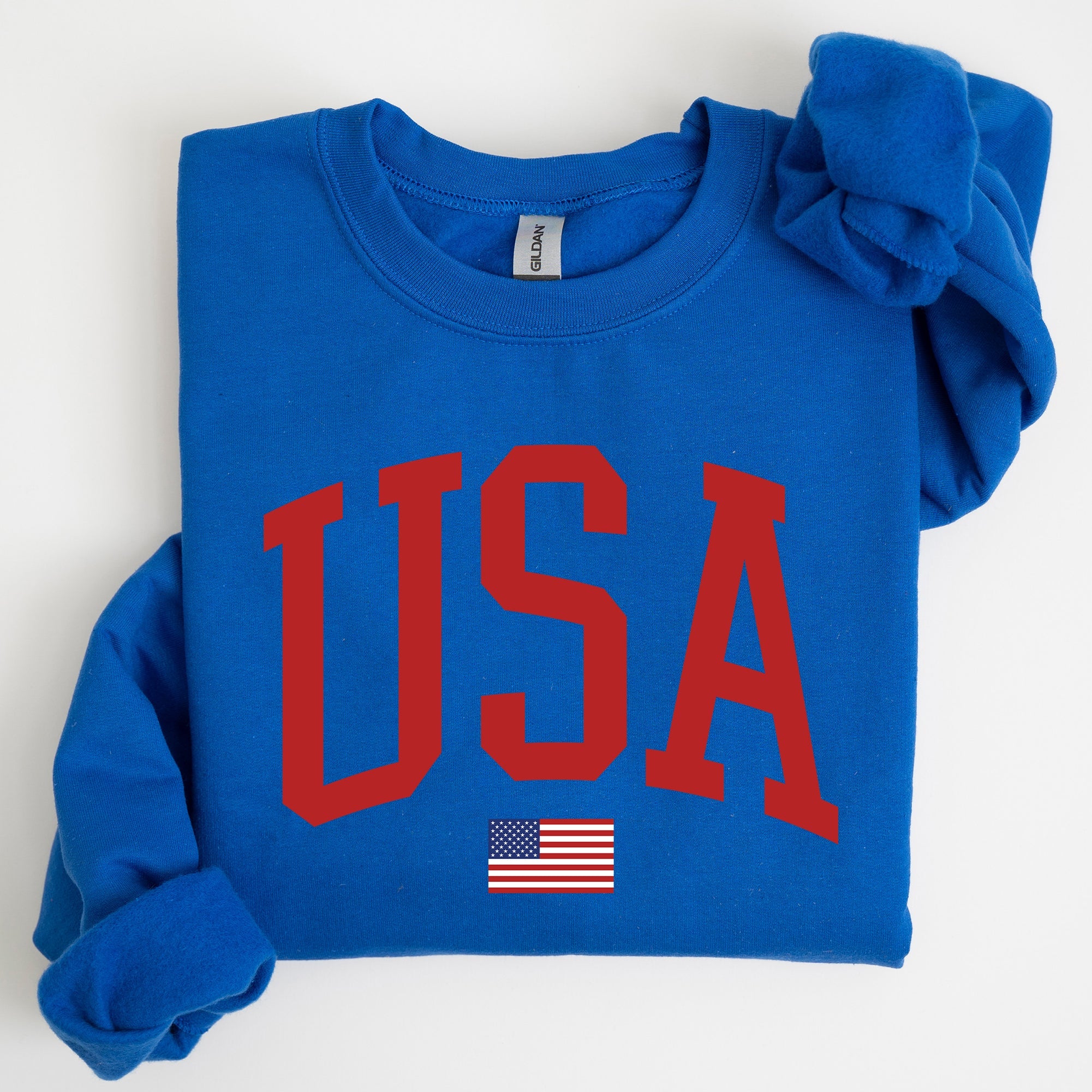 USA Flag Patriotic 4th of July American Pride Emblem Cozy Fleece Classic Sweatshirt