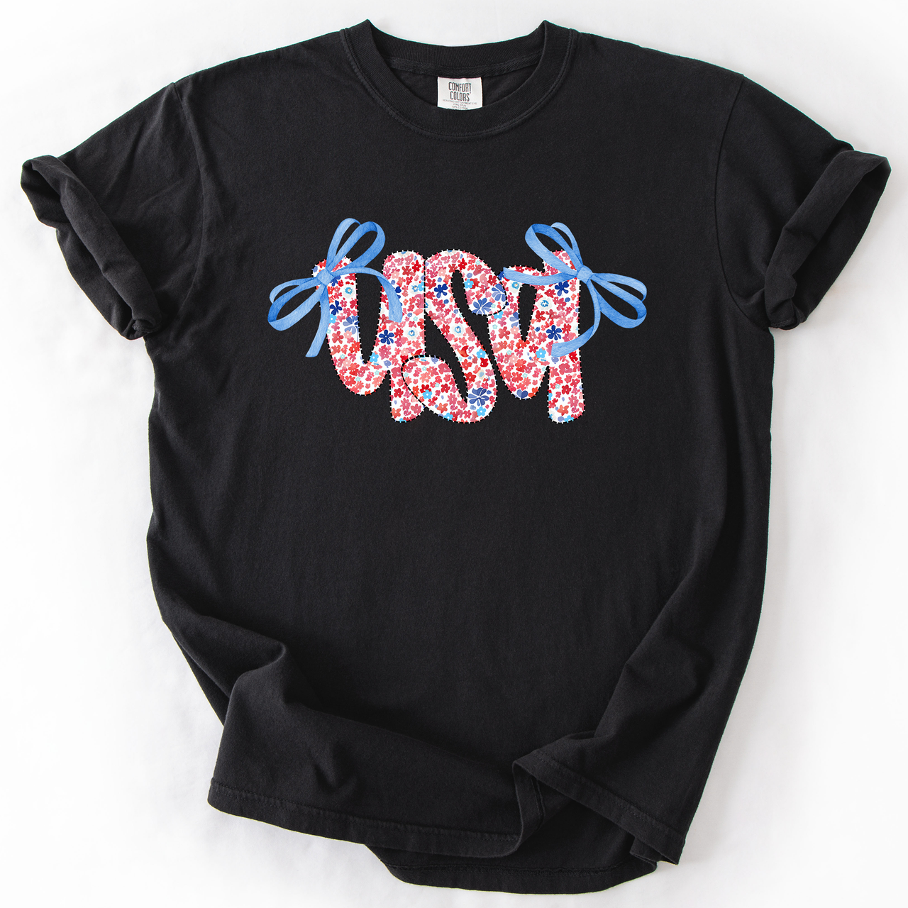 USA Ribbons Coquette Fourth Of July America Patriotic Pride Celebration Comfort Colors Tee