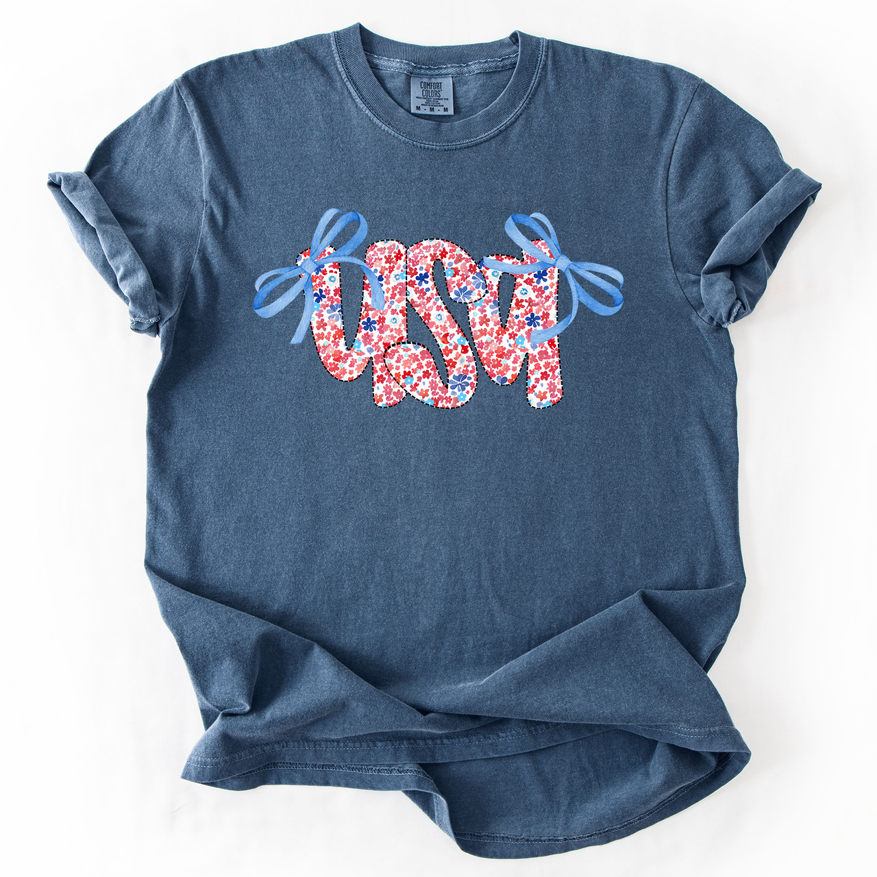 USA Ribbons Coquette Fourth Of July America Patriotic Pride Celebration Comfort Colors Tee