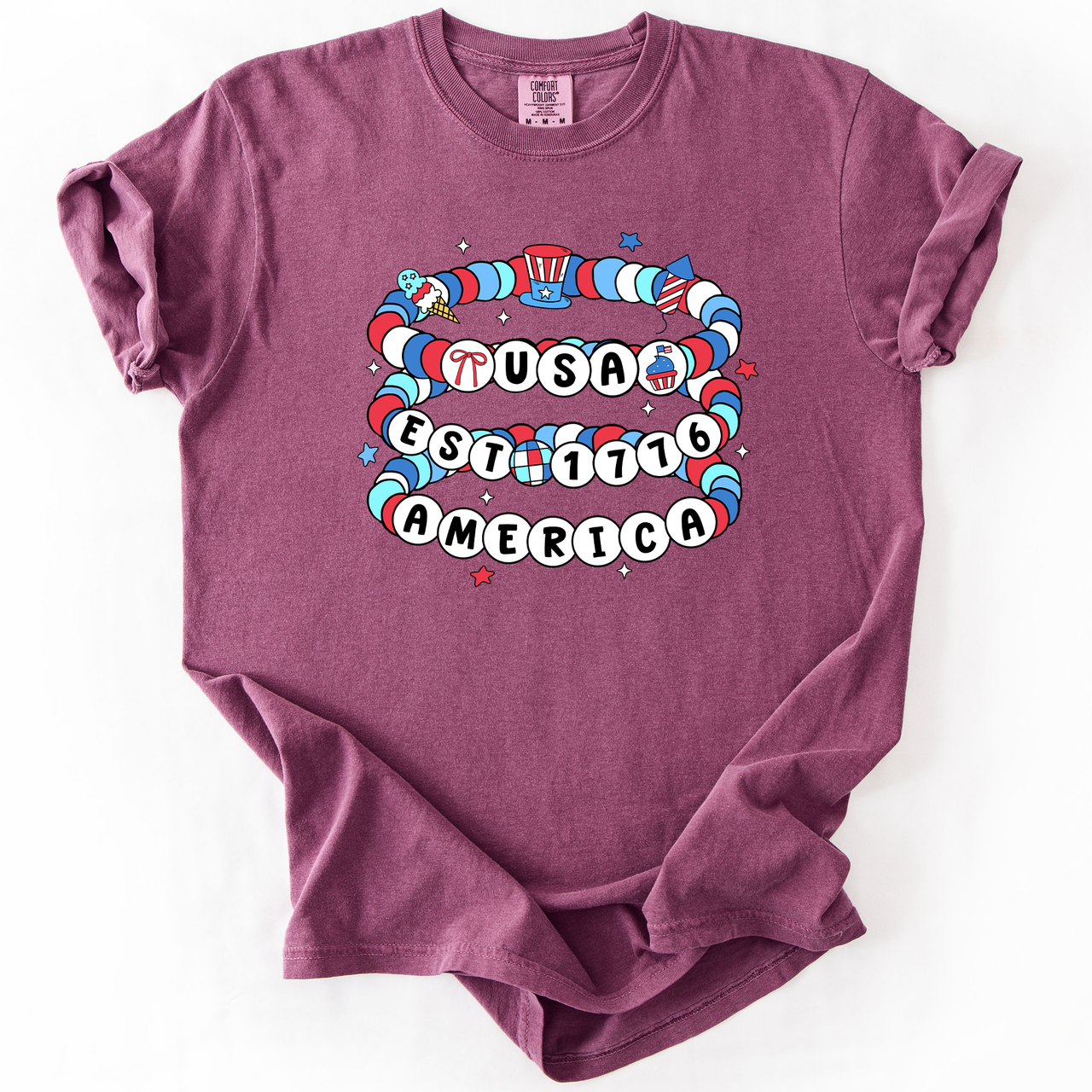 USA America Friendship Bracelets Patriotic Fourth Of July American Pride Comfort Colors Tee