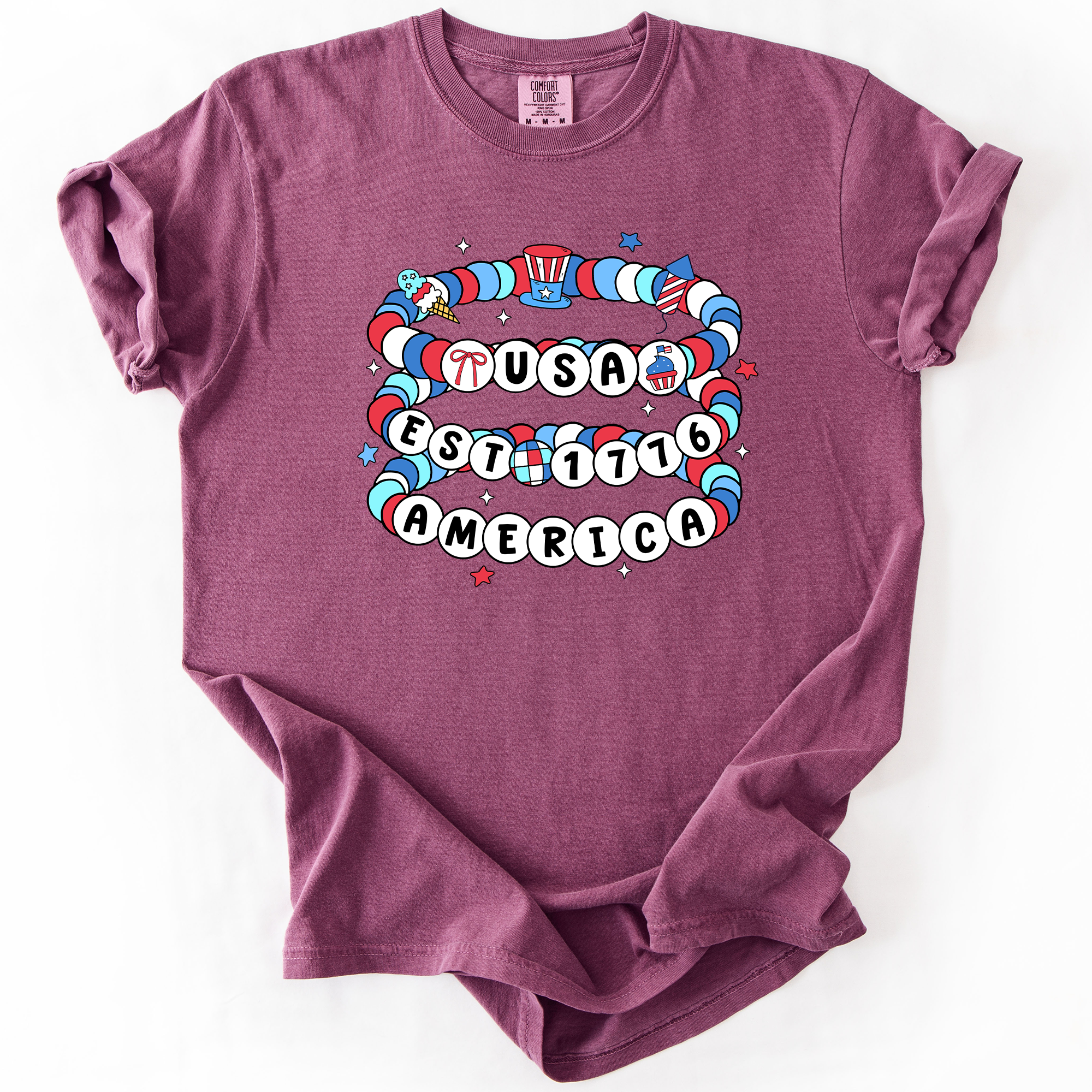 USA America Friendship Bracelets Patriotic Fourth Of July American Pride Comfort Colors Tee
