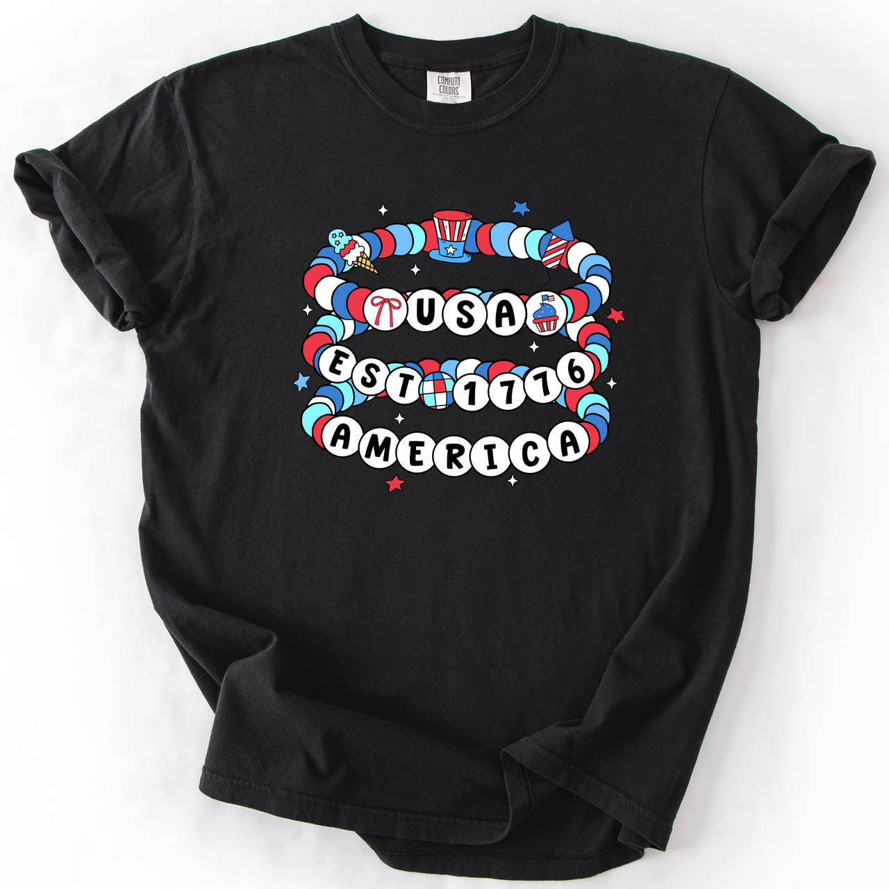 USA America Friendship Bracelets Patriotic Fourth Of July American Pride Comfort Colors Tee