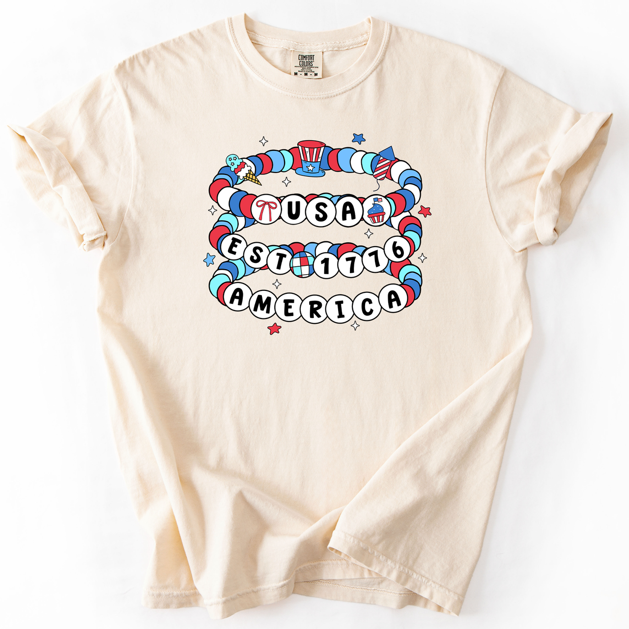 USA America Friendship Bracelets Patriotic Fourth Of July American Pride Comfort Colors Tee
