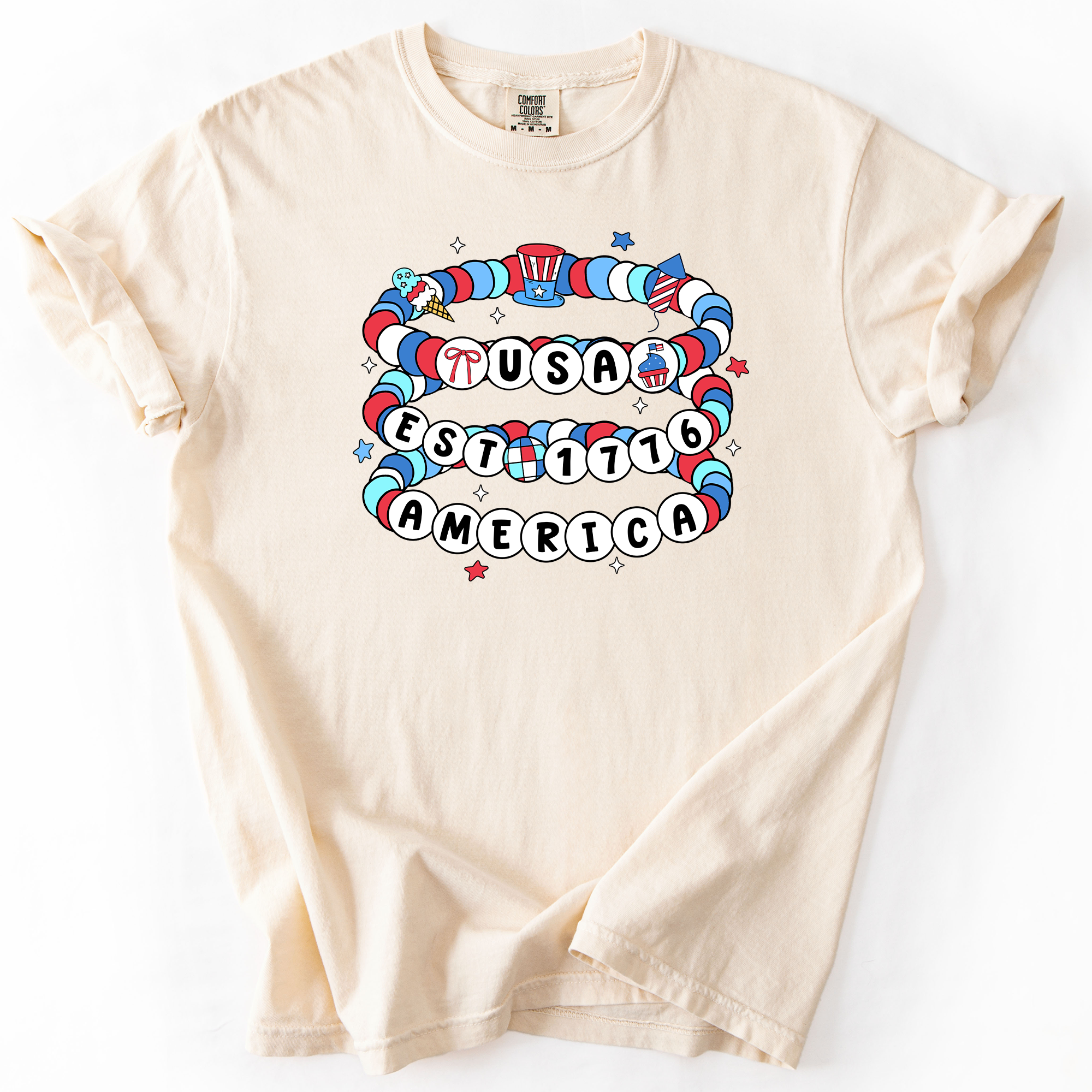 USA America Friendship Bracelets Patriotic Fourth Of July American Pride Comfort Colors Tee