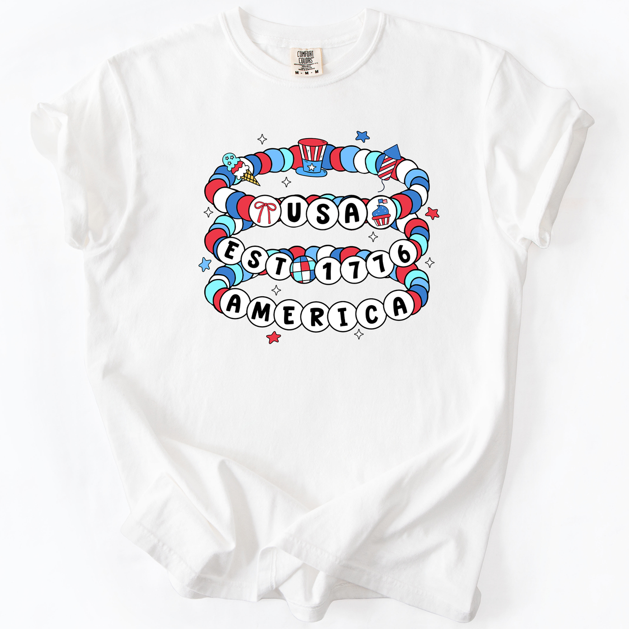 USA America Friendship Bracelets Patriotic Fourth Of July American Pride Comfort Colors Tee