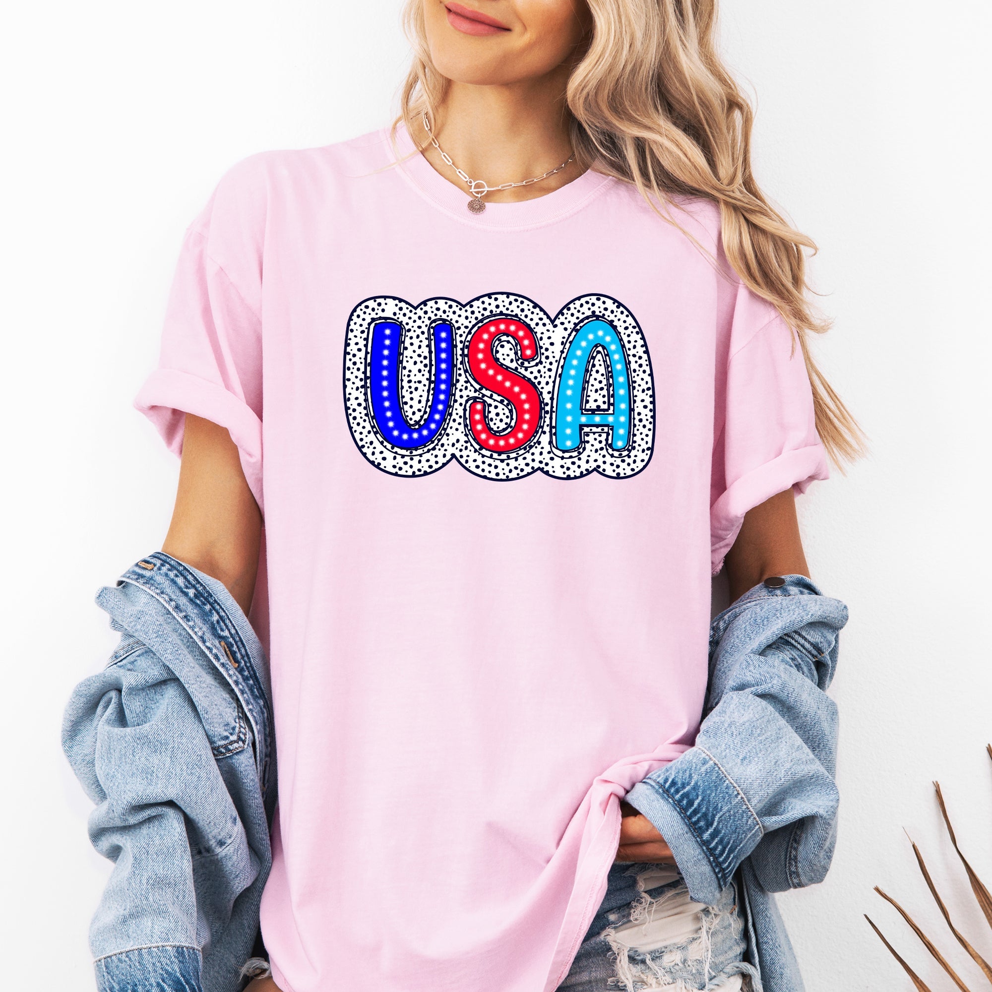 Dalmatian Print Patriotic USA Fourth Of July Americana Pride Edition Comfort Colors Tee