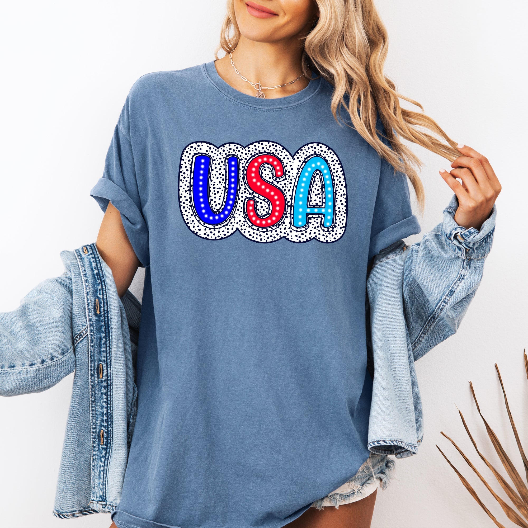 Dalmatian Print Patriotic USA Fourth Of July Americana Pride Edition Comfort Colors Tee