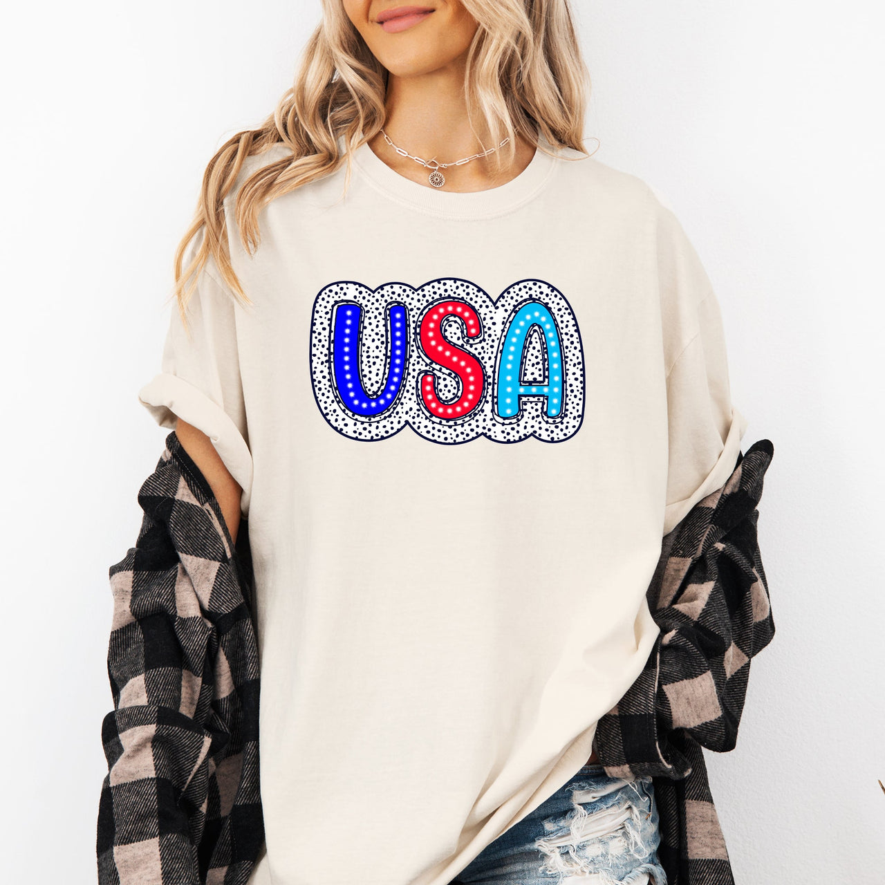 Dalmatian Print Patriotic USA Fourth Of July Americana Pride Edition Comfort Colors Tee